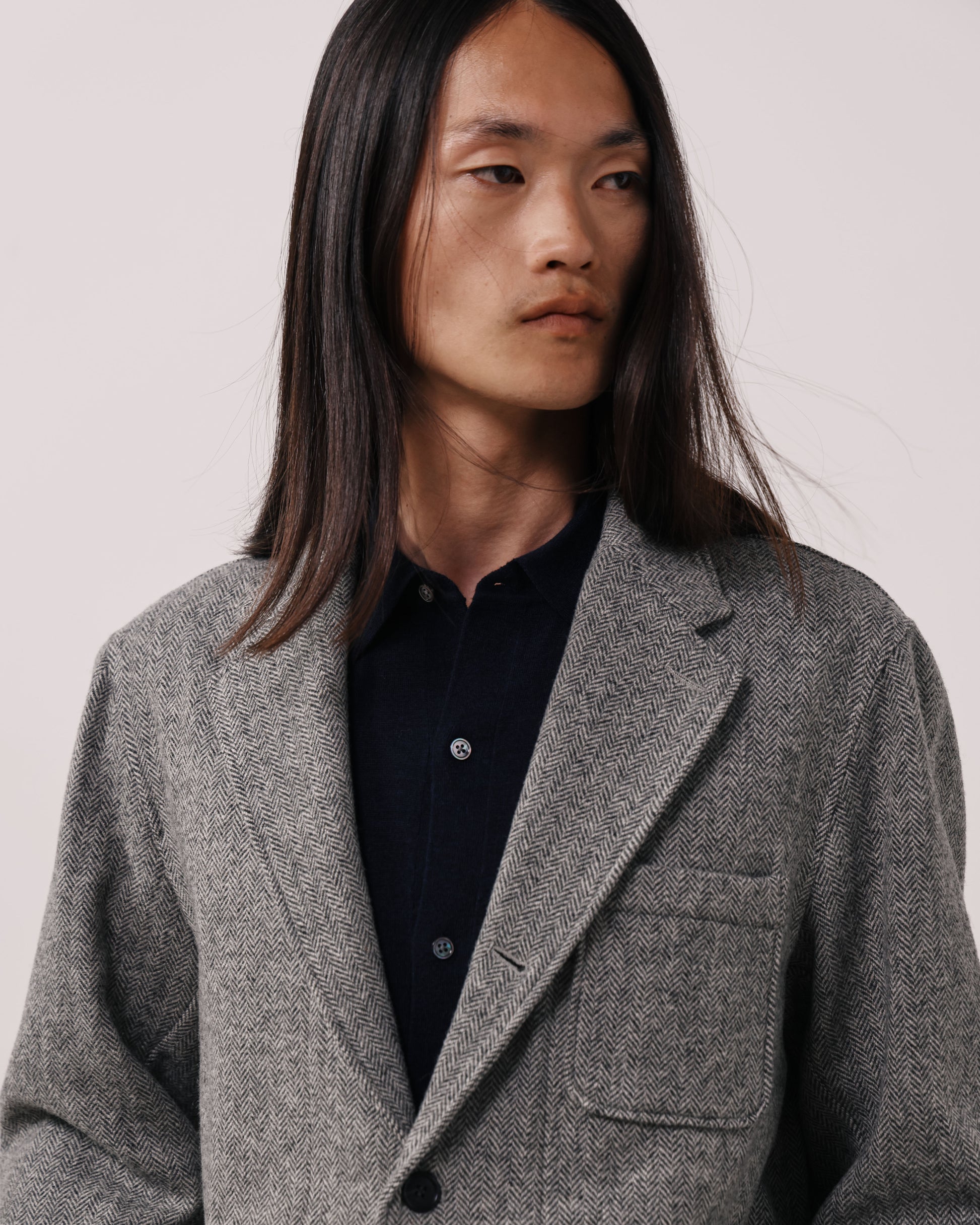 Veste Homme en Laine à Chevrons Gris Joey