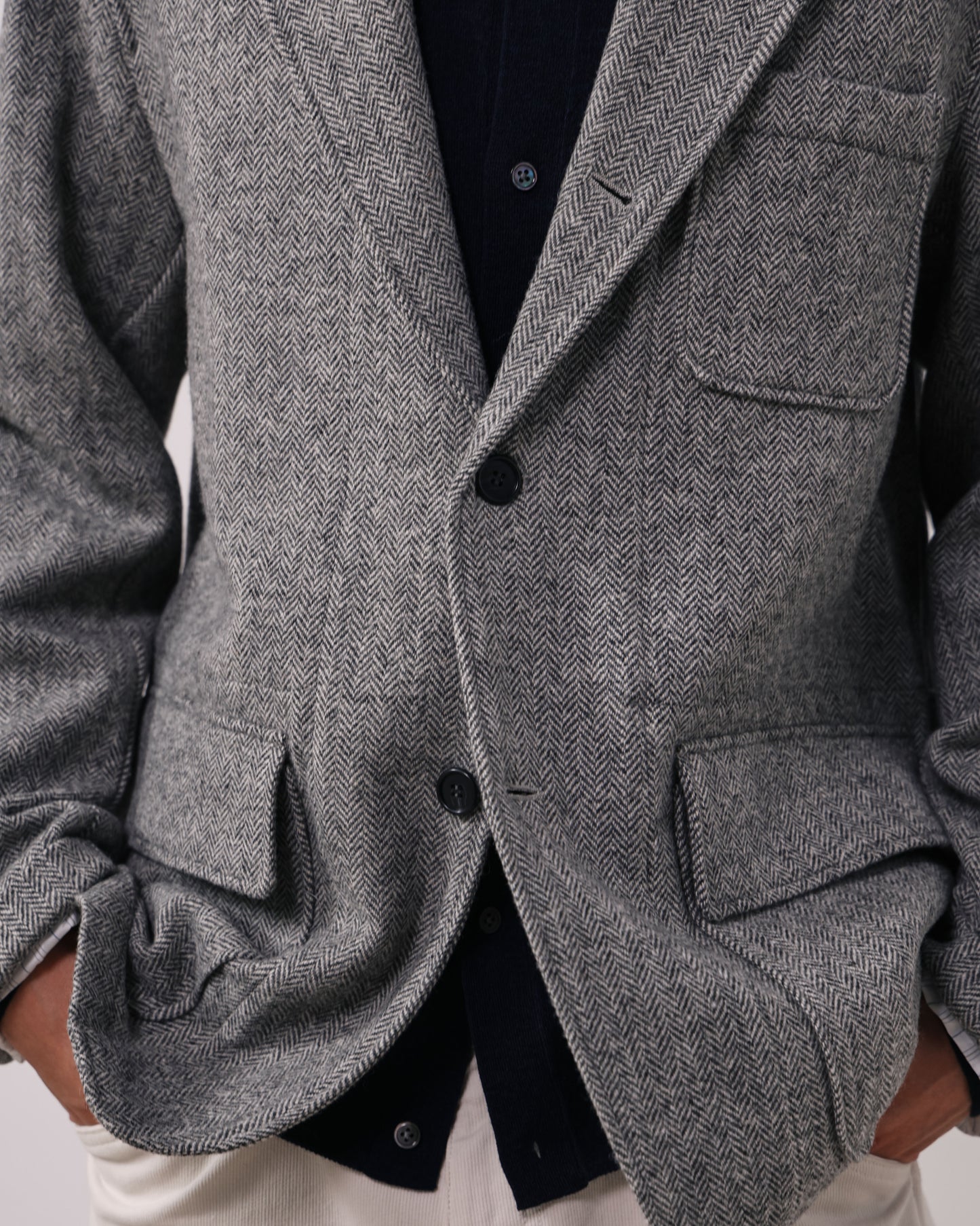Veste Homme en Laine à Chevrons Gris Joey