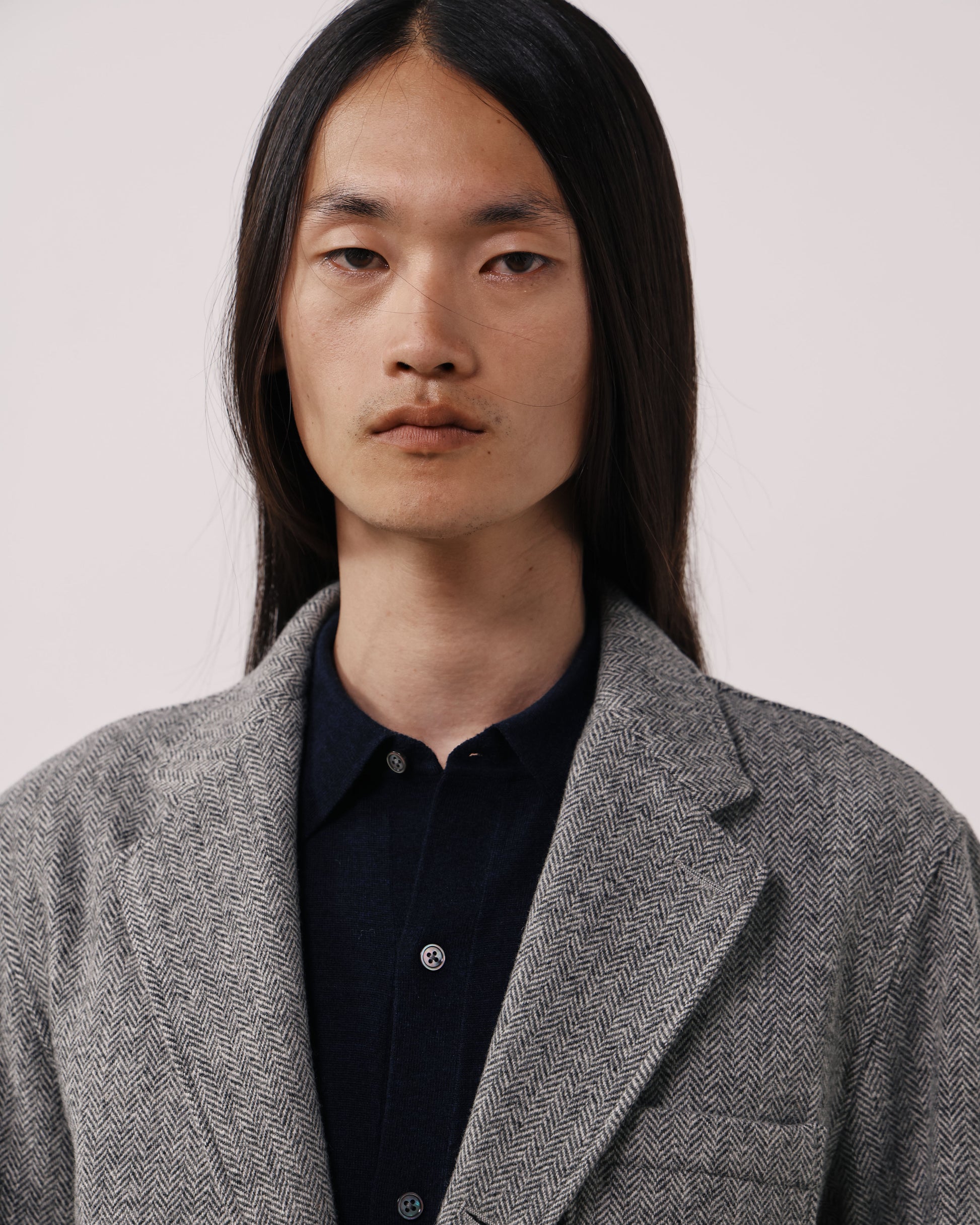 Veste Homme en Laine à Chevrons Gris Joey