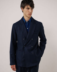 Veste Homme en Flanelle de Laine Vierge Bleu Marine Jarod