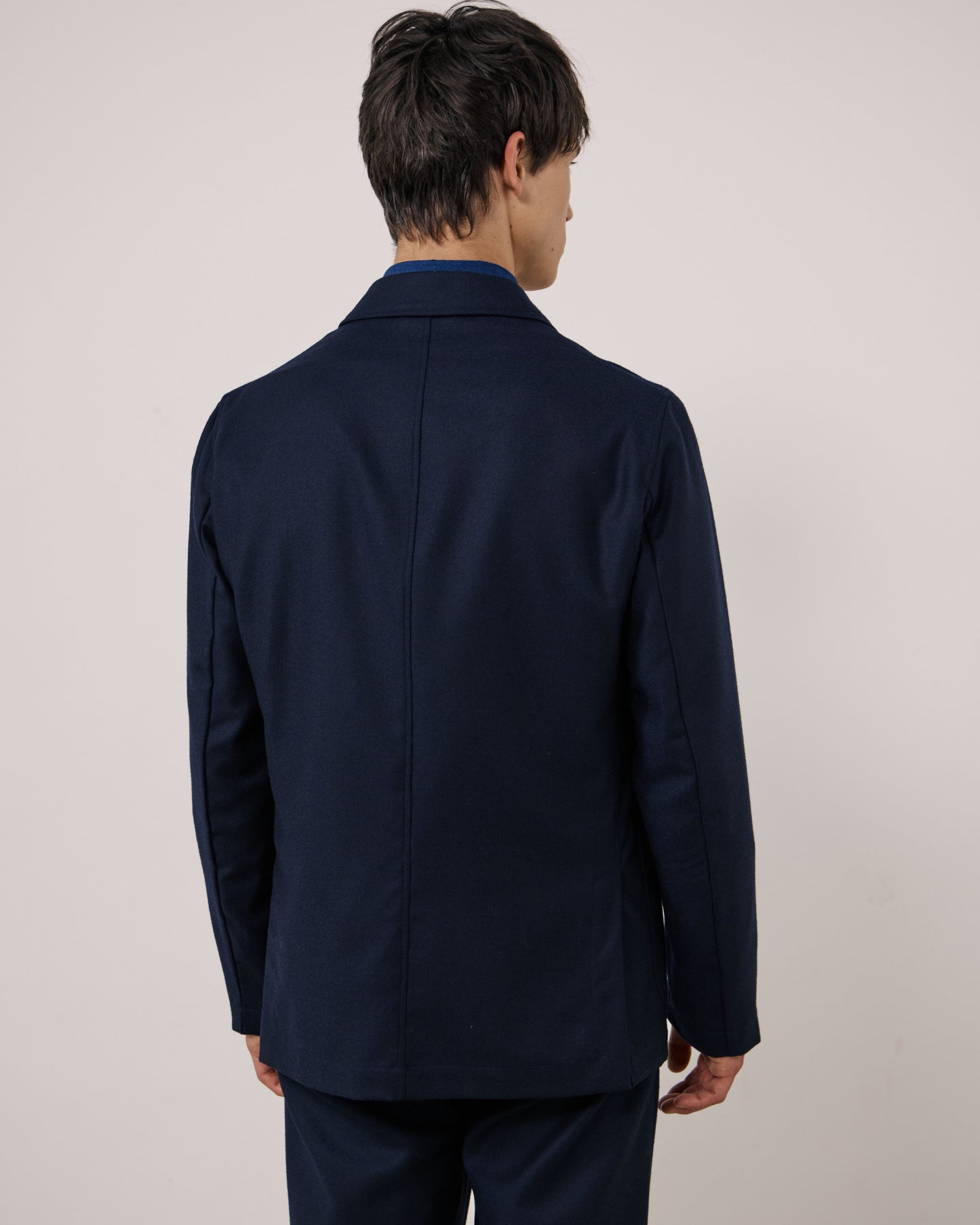 Veste Homme en Flanelle de Laine Vierge Bleu Marine Jarod