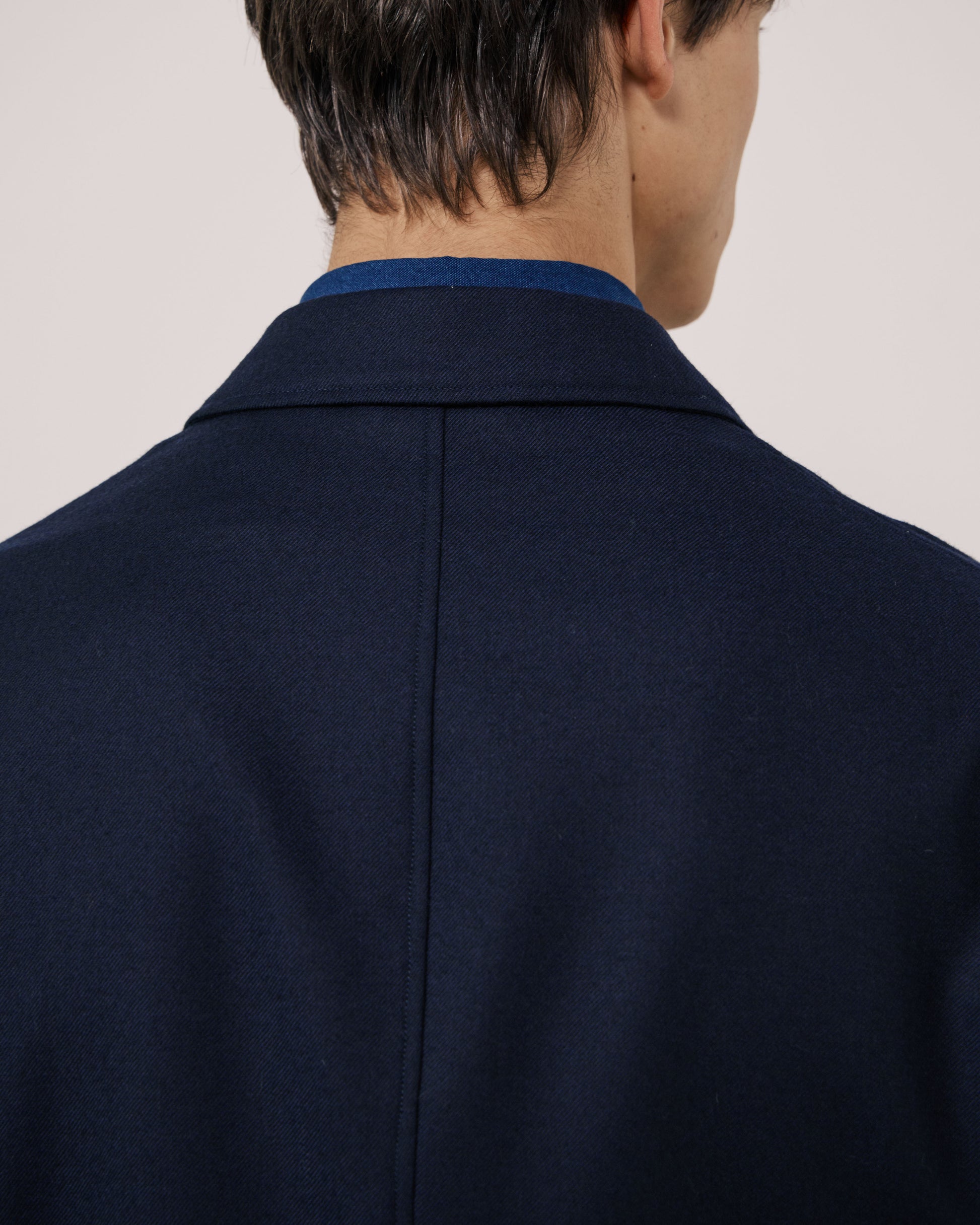 Veste Homme en Flanelle de Laine Vierge Bleu Marine Jarod