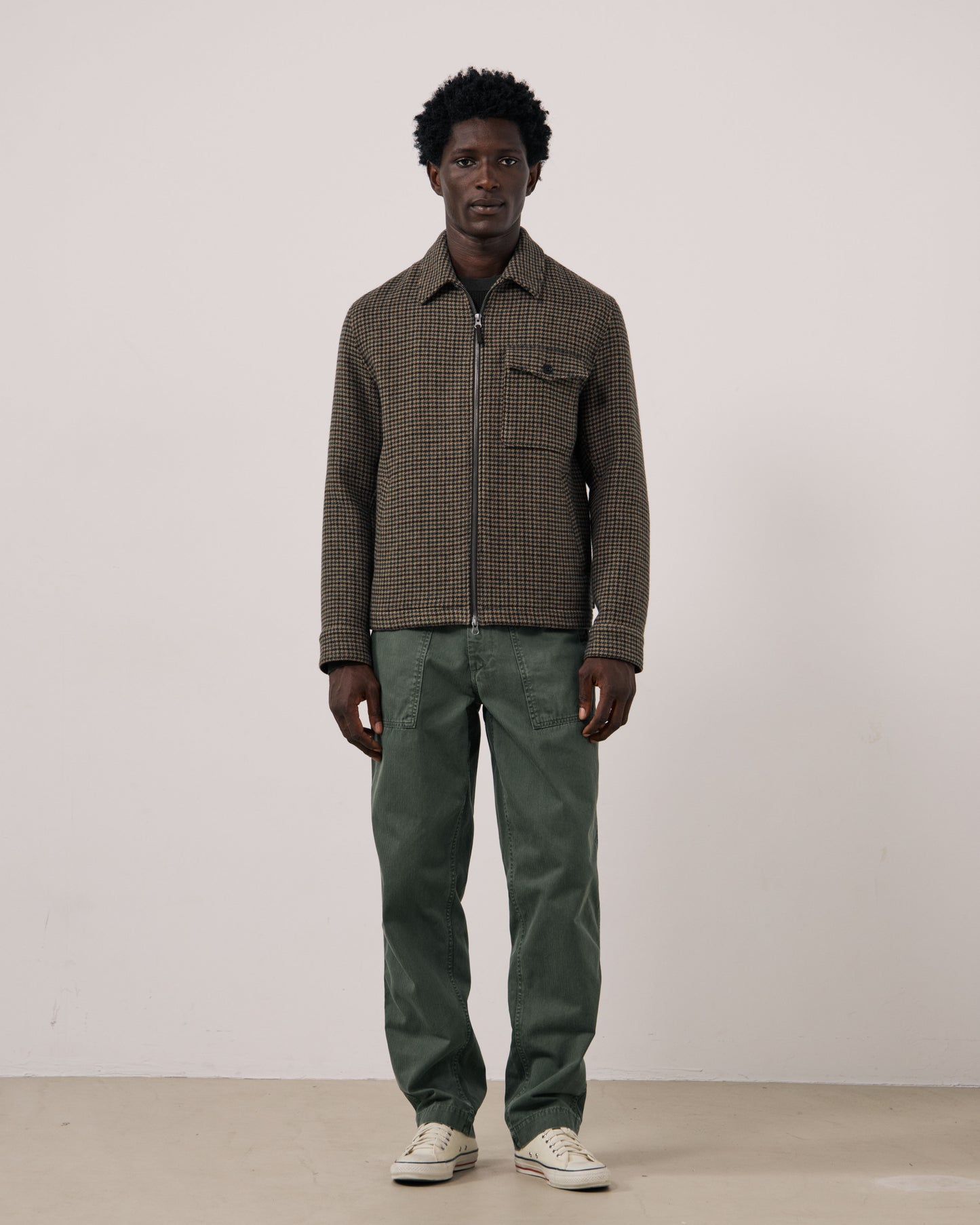 Blouson Homme en Laine Double Face à Chevrons Marron Dandy