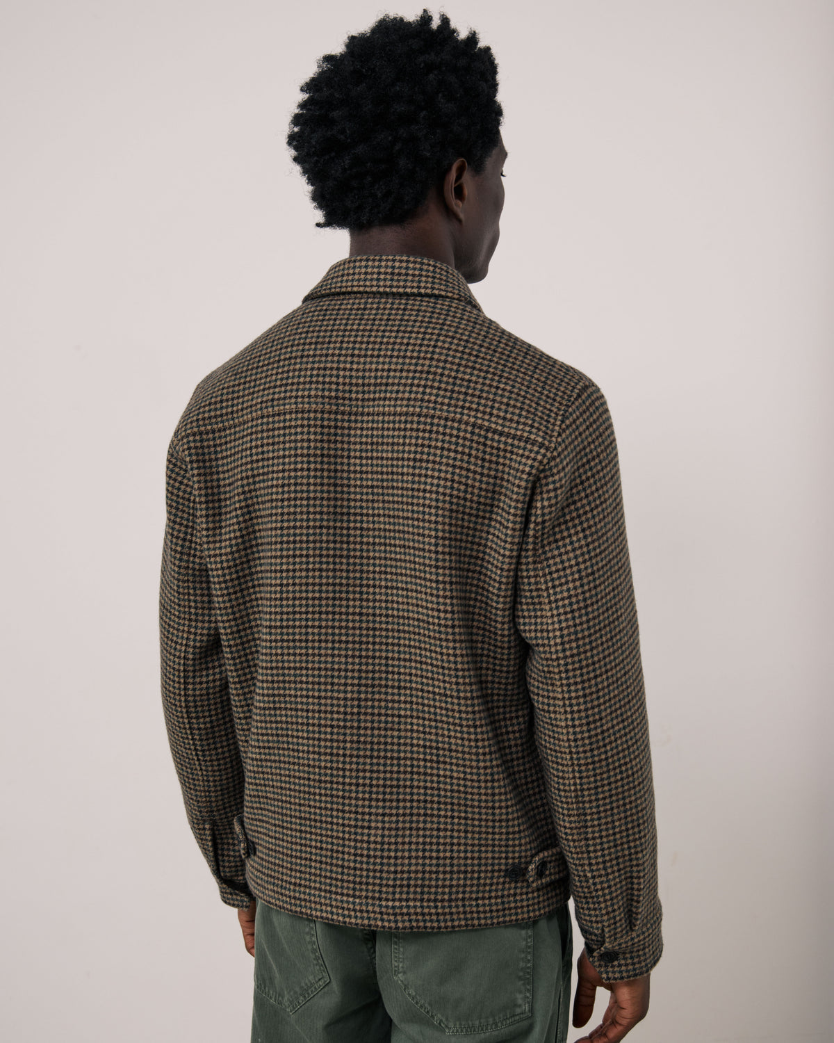 Blouson Homme en Laine Double Face à Chevrons Marron Dandy
