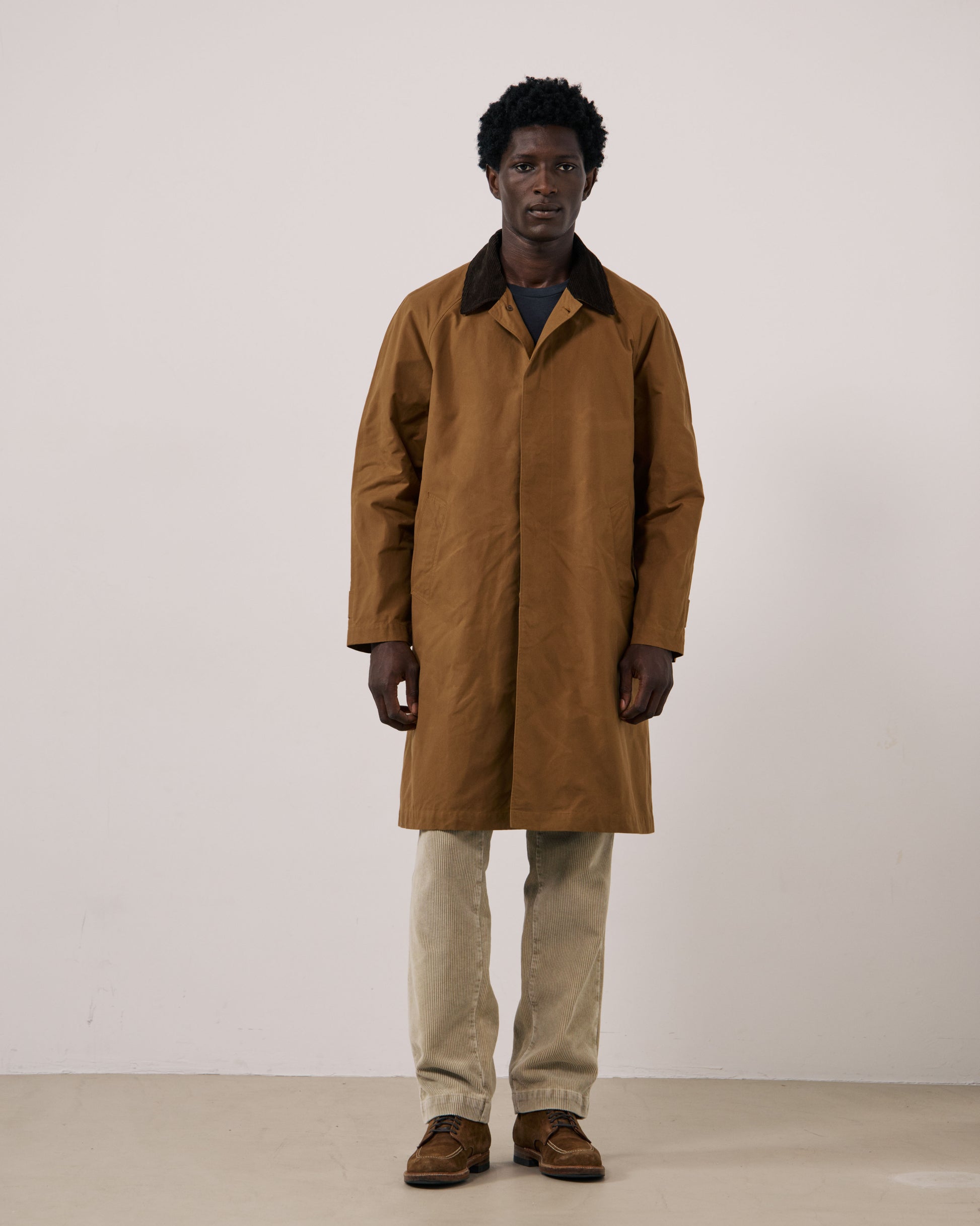 Manteau Homme en Gabardine de Coton Camel Cool