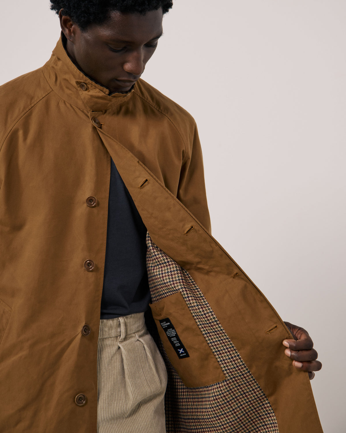 Manteau Homme en Gabardine de Coton Camel Cool