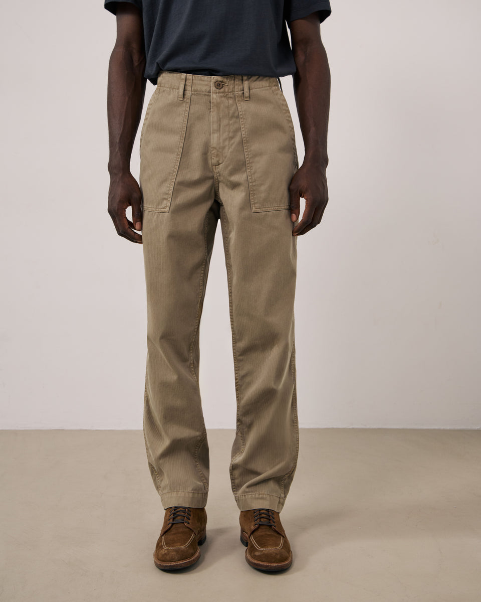 Fatigue Men's Beige Herringbone Cotton Pants - Image 2