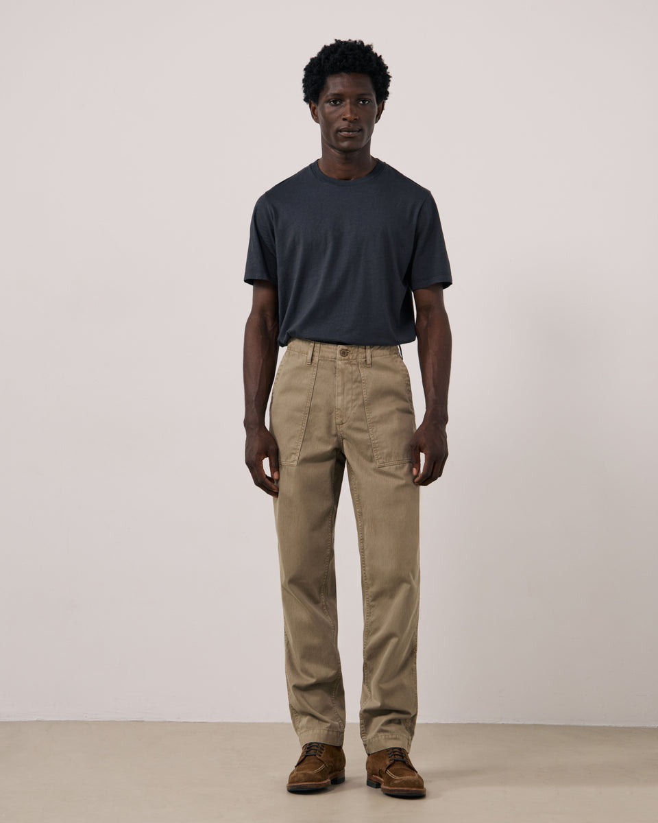 Fatigue Men's Beige Herringbone Cotton Pants - Image 3