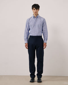 Pantalon Homme en Flanelle de Laine à Rayures Bleu Marine Taylor