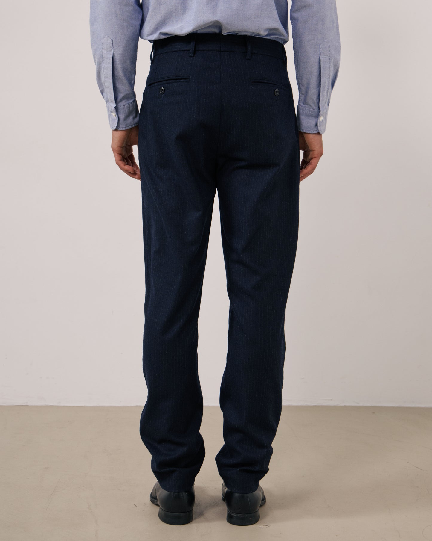Pantalon Homme en Flanelle de Laine à Rayures Bleu Marine Taylor