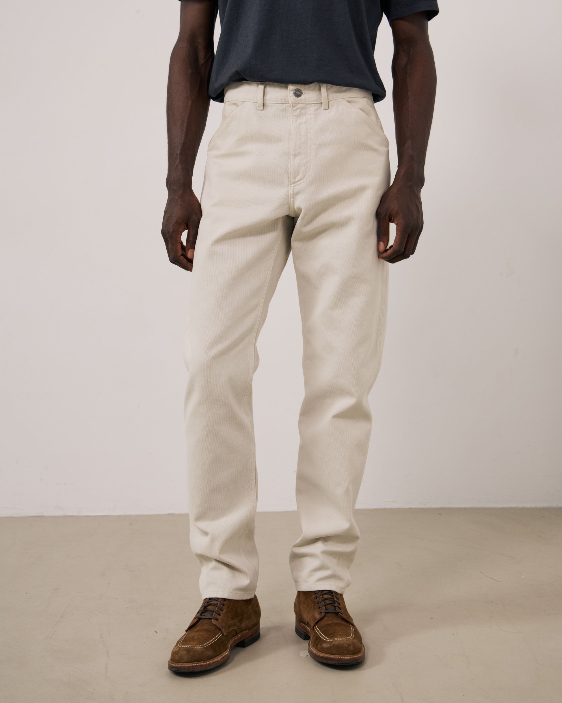Pantalon Homme en Velours Côtelé Ecru Terrence