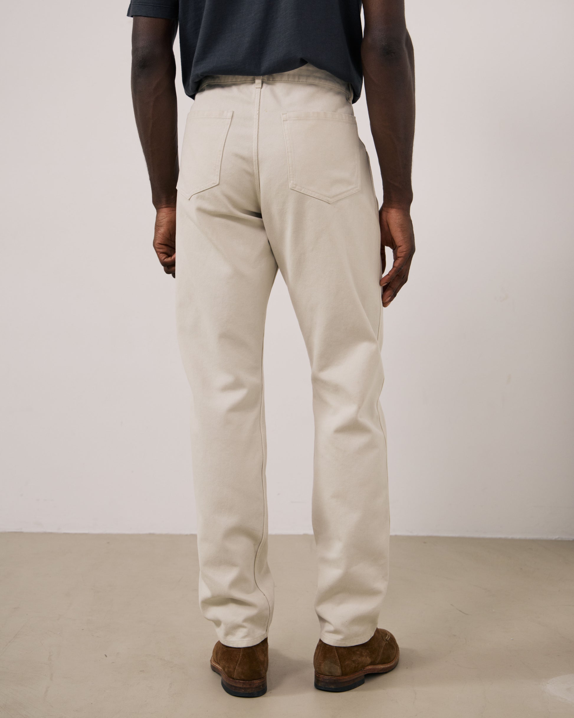 Pantalon Homme en Velours Côtelé Ecru Terrence