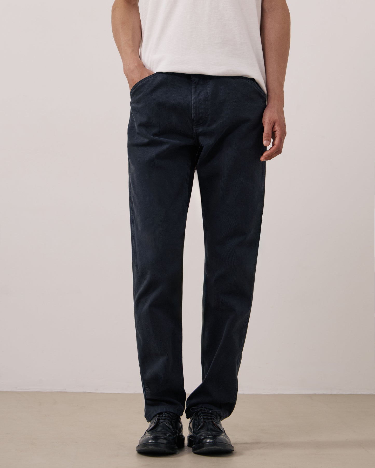 Pantalon Homme en Velours Côtelé Bleu Marine Terrence