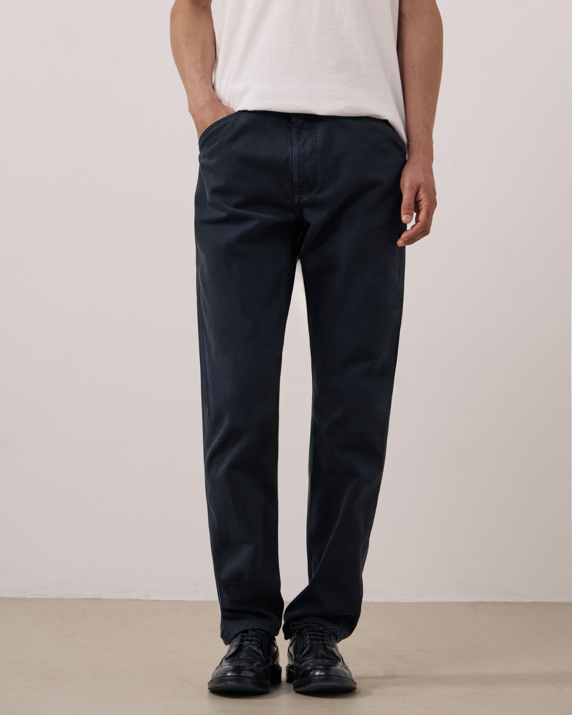 Pantalon Homme en Velours Côtelé Bleu Marine Terrence
