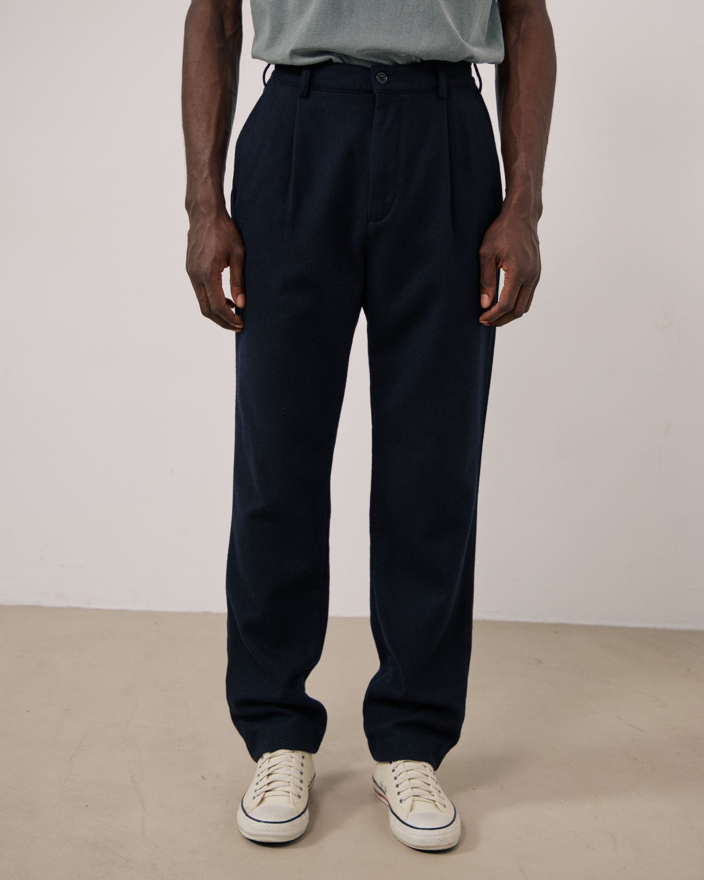 Pantalon Homme en Flanelle de laine Bleu Marine Task