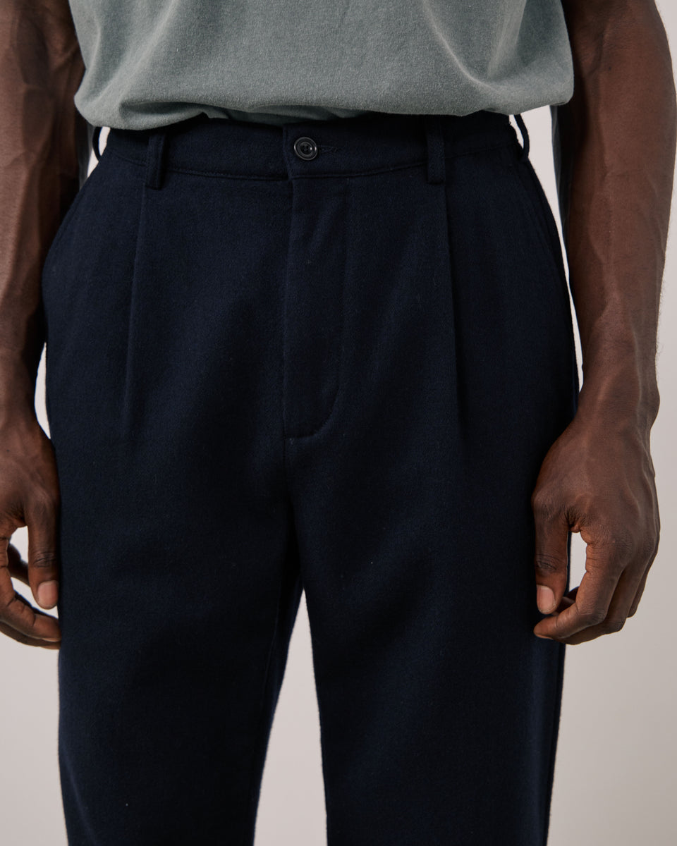 Pantalon Homme en Flanelle de laine Bleu Marine Task - Image 3