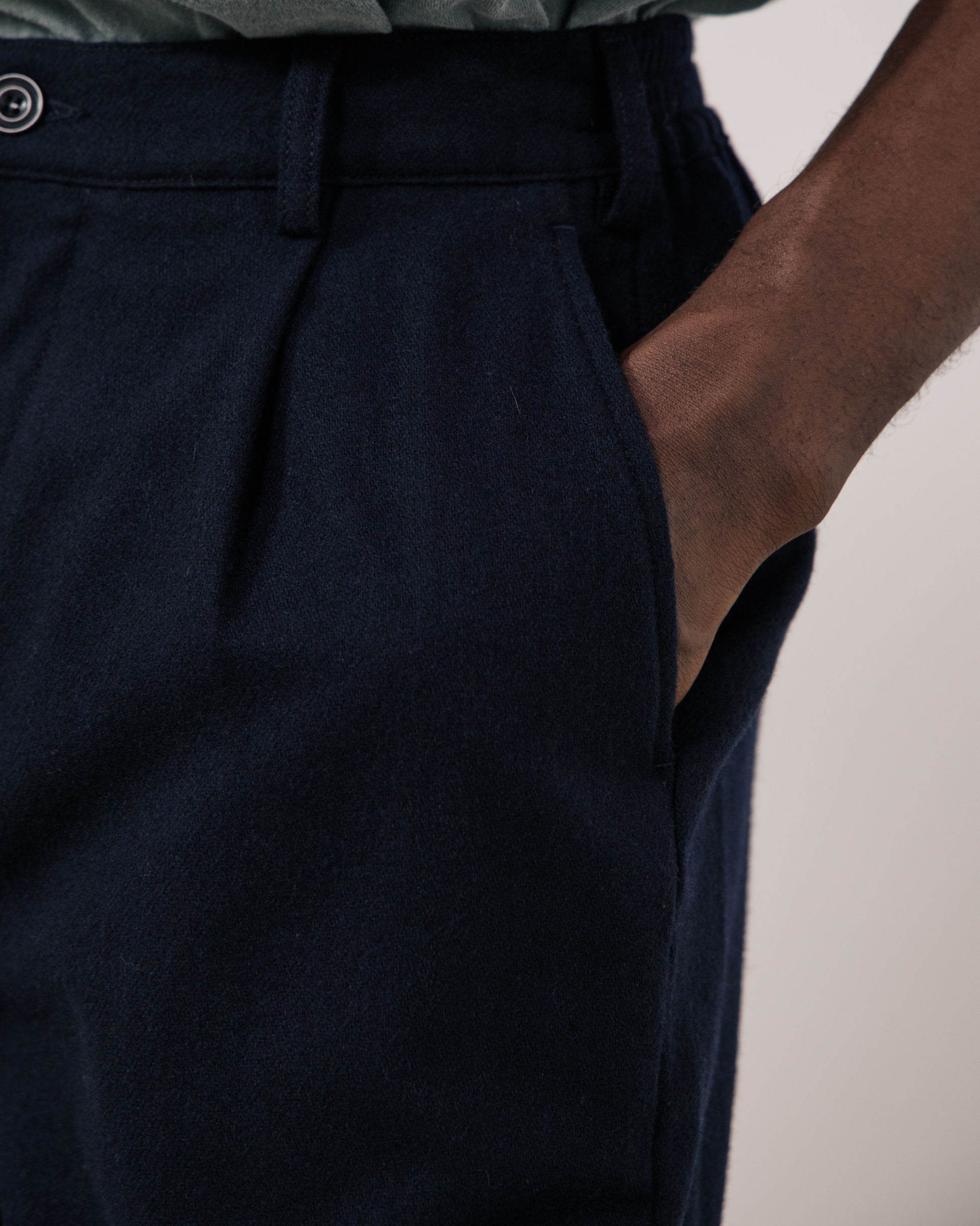 Pantalon Homme en Flanelle de laine Bleu Marine Task