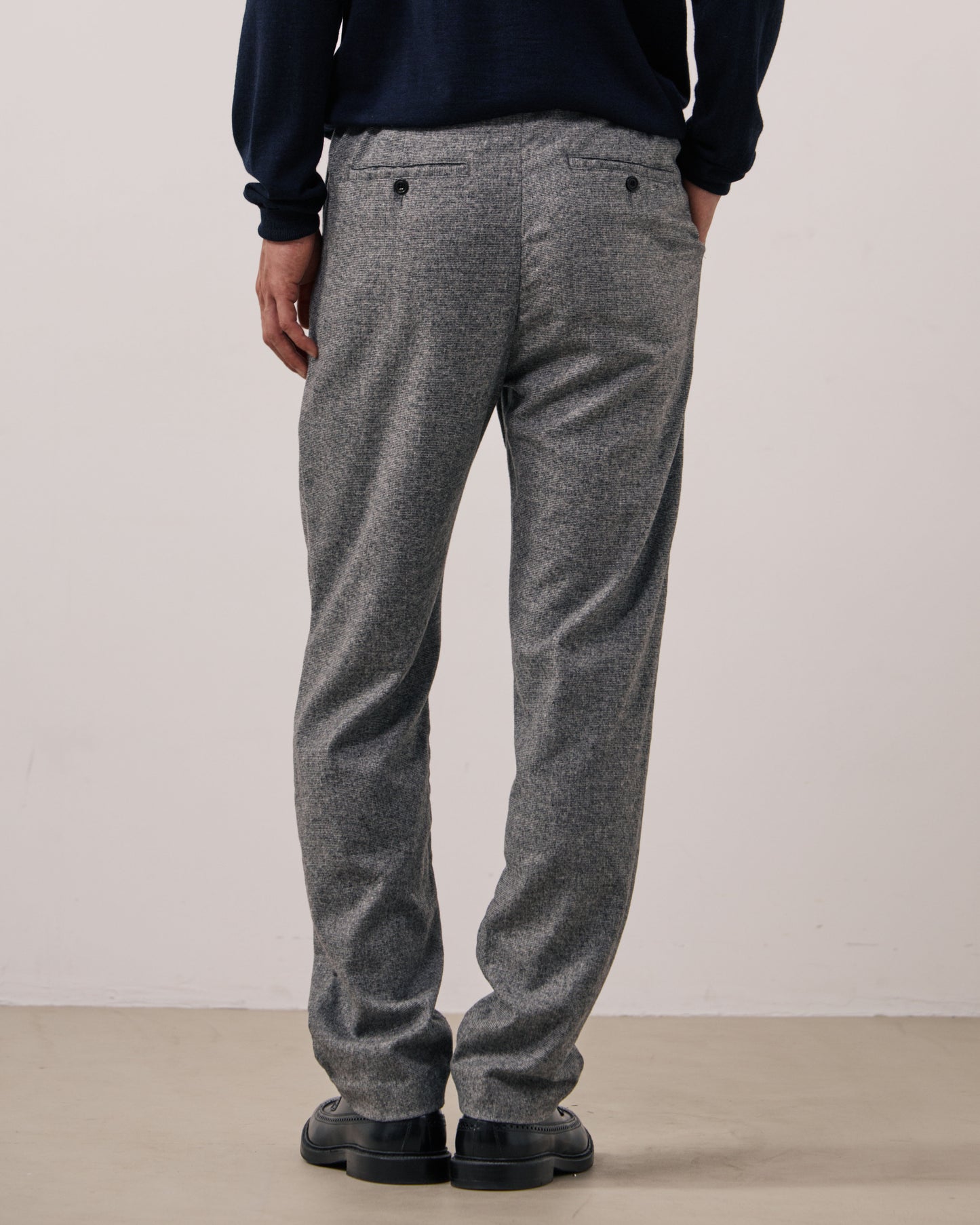 Pantalon Homme en Flanelle de Laine à Carreaux Gris Task