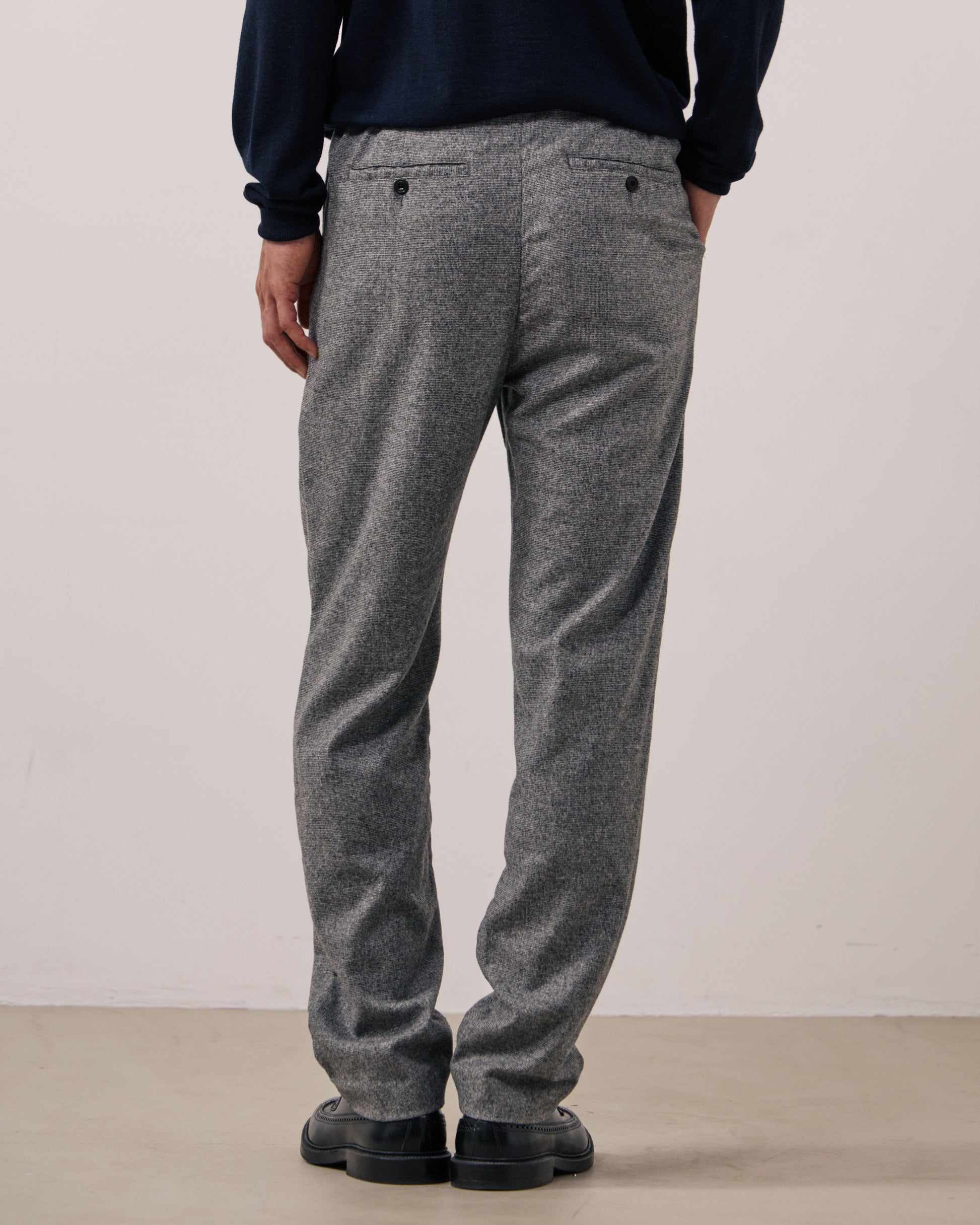 Pantalon Homme en Flanelle de Laine à Carreaux Gris Task