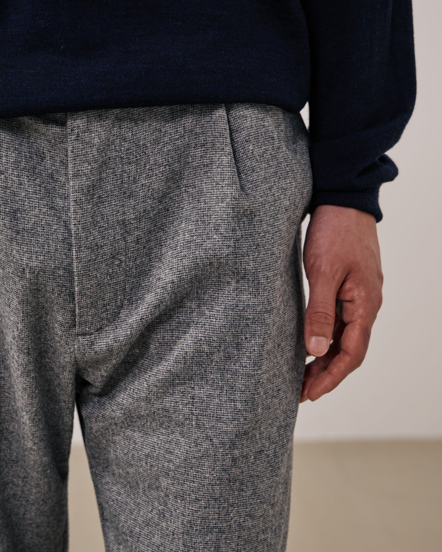 Pantalon Homme en Flanelle de Laine à Carreaux Gris Task