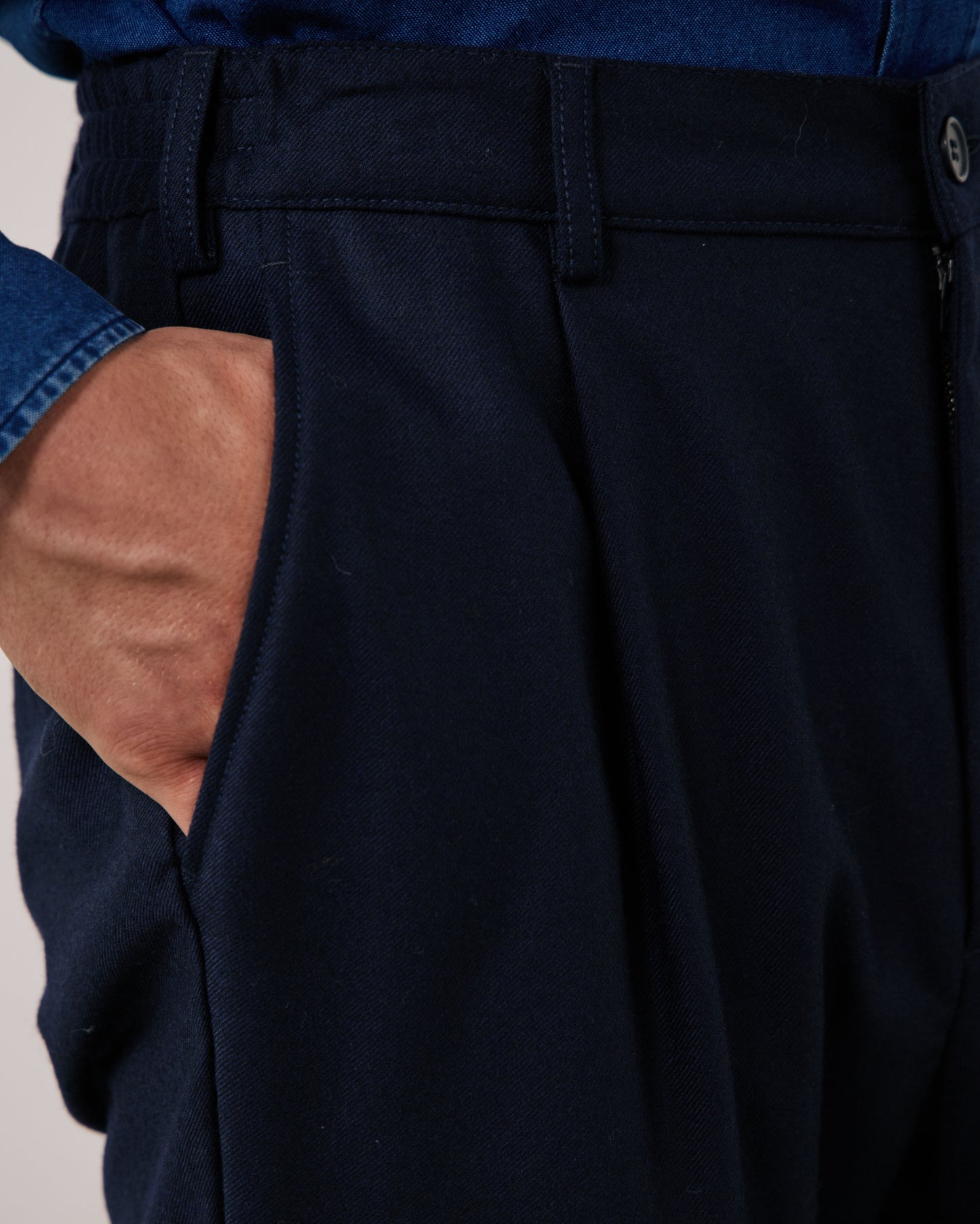 Pantalon Homme en Flanelle de Laine Vierge Bleu Marine Task