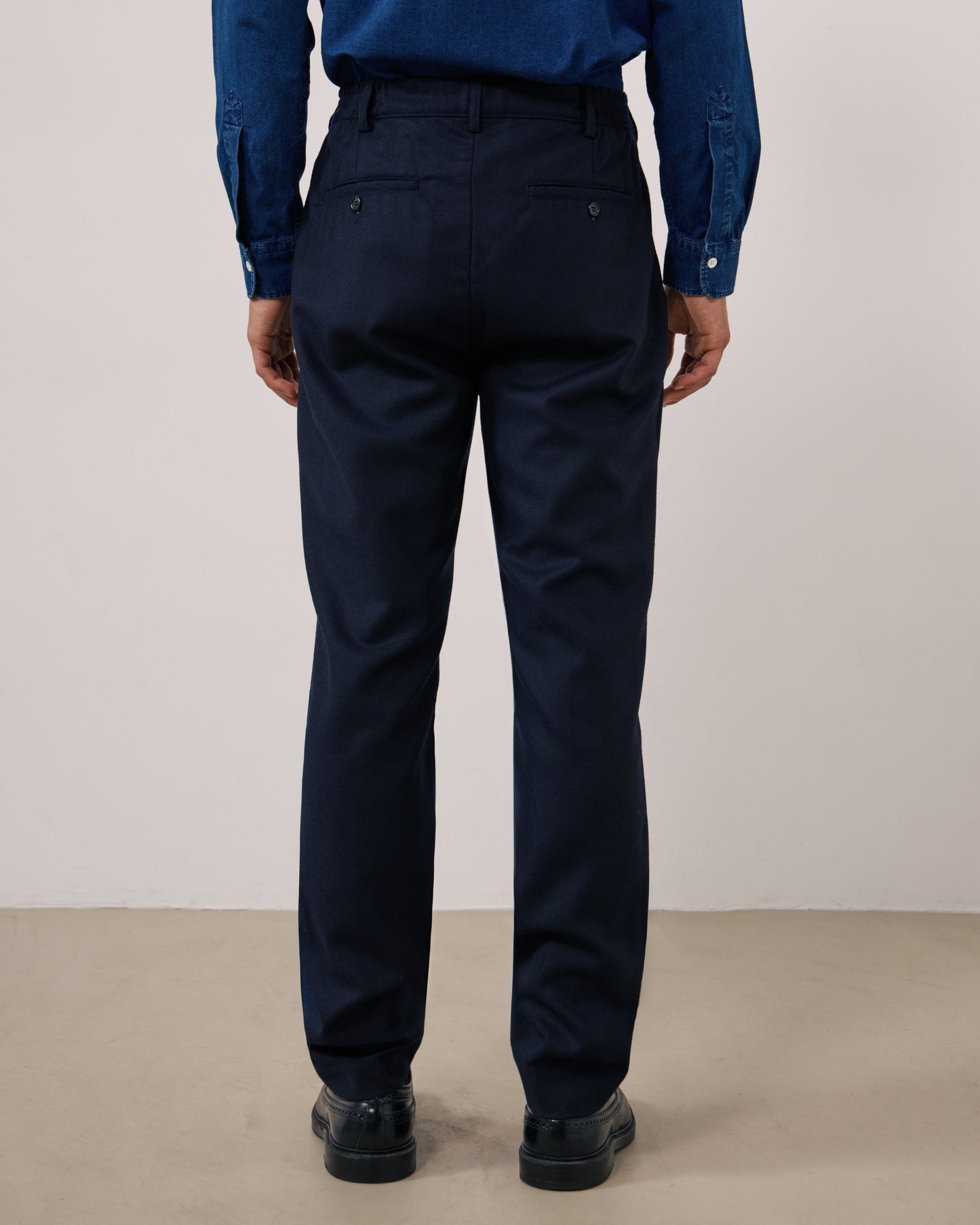 Pantalon Homme en Flanelle de Laine Vierge Bleu Marine Task
