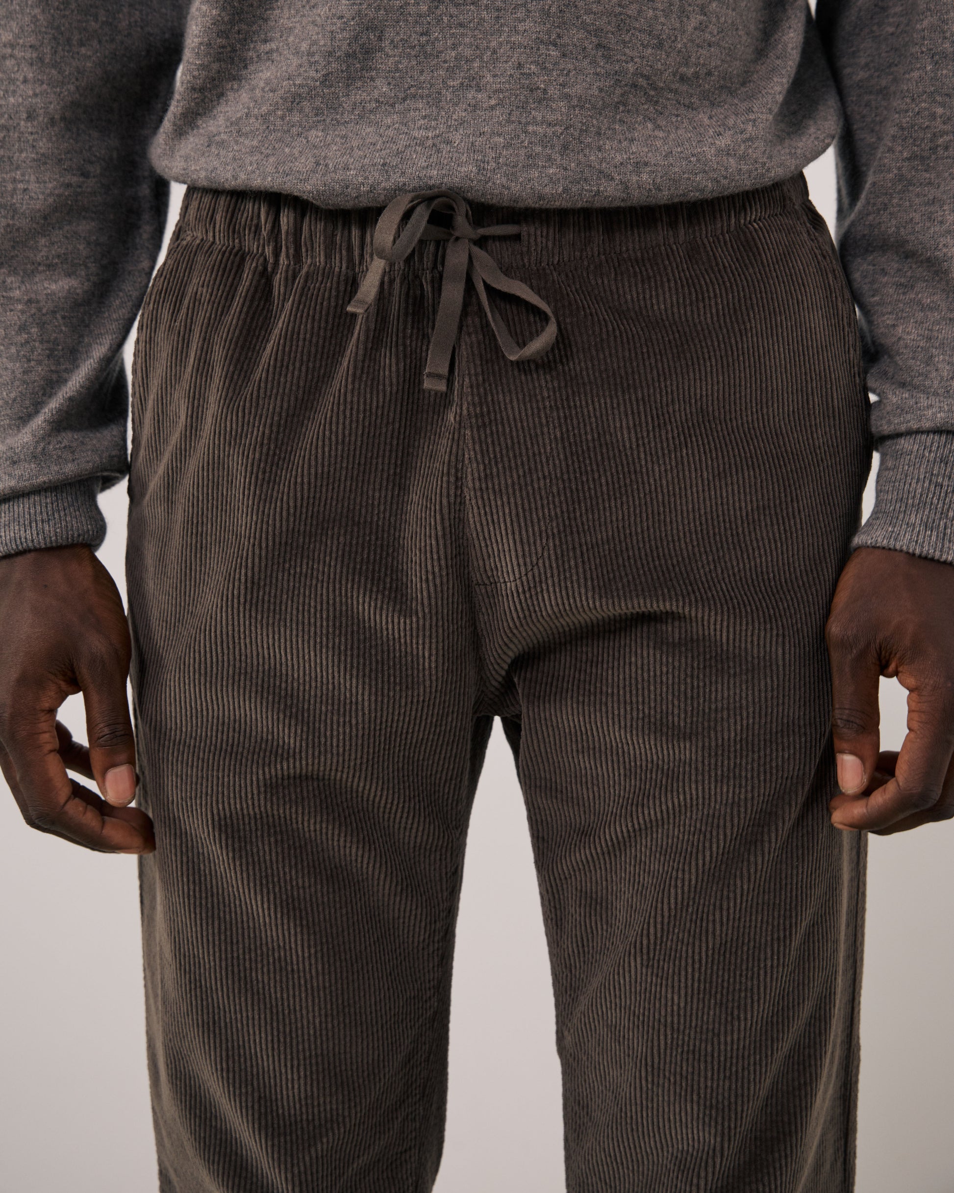 Pantalon Homme en Velours Côtelé Seersucker Gris Joggy
