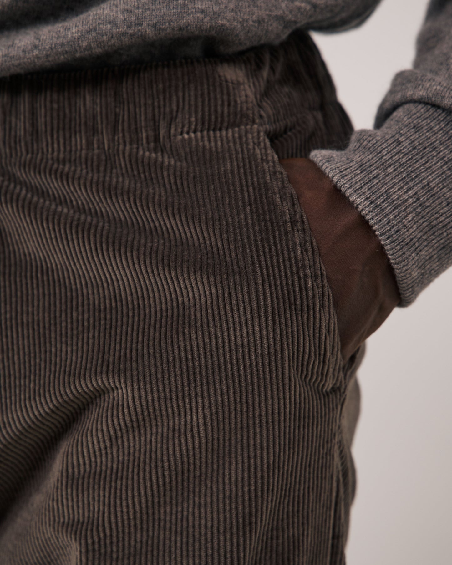 Pantalon Homme en Velours Côtelé Seersucker Gris Joggy