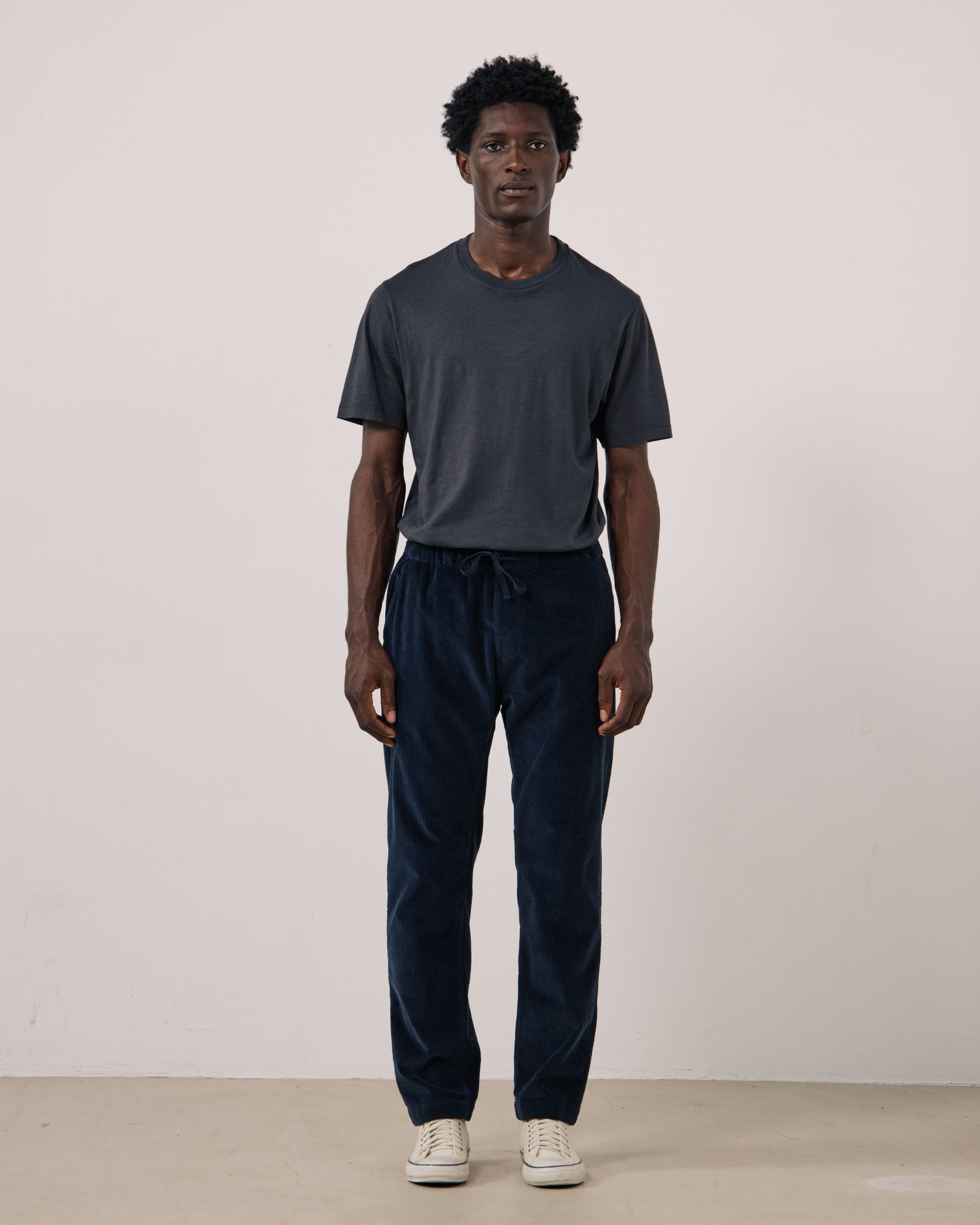 Pantalon Homme en Velours Côtelé Seersucker Bleu Marine Joggy