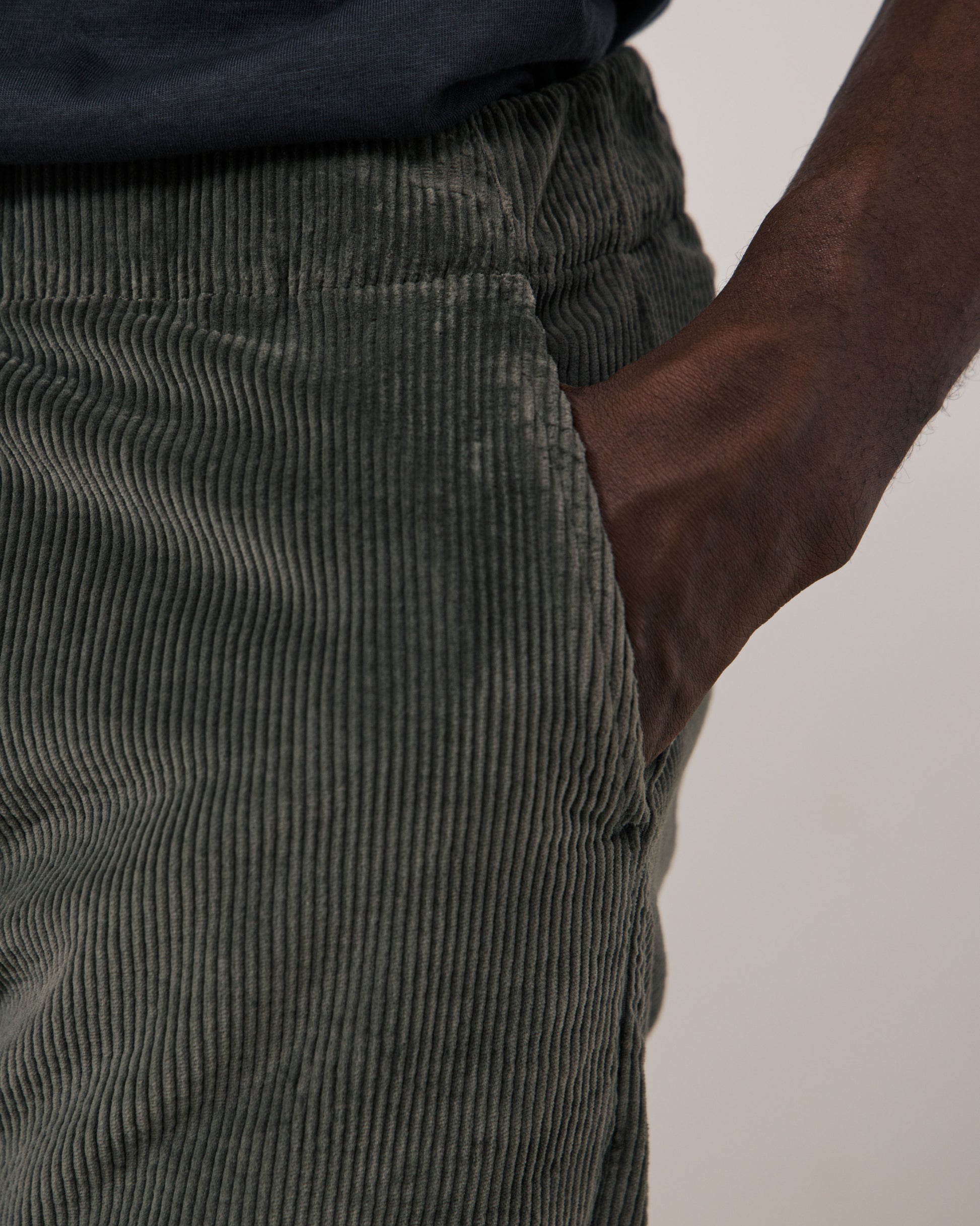 Pantalon Homme en Velours Côtelé Seersucker Vert Camo Joggy