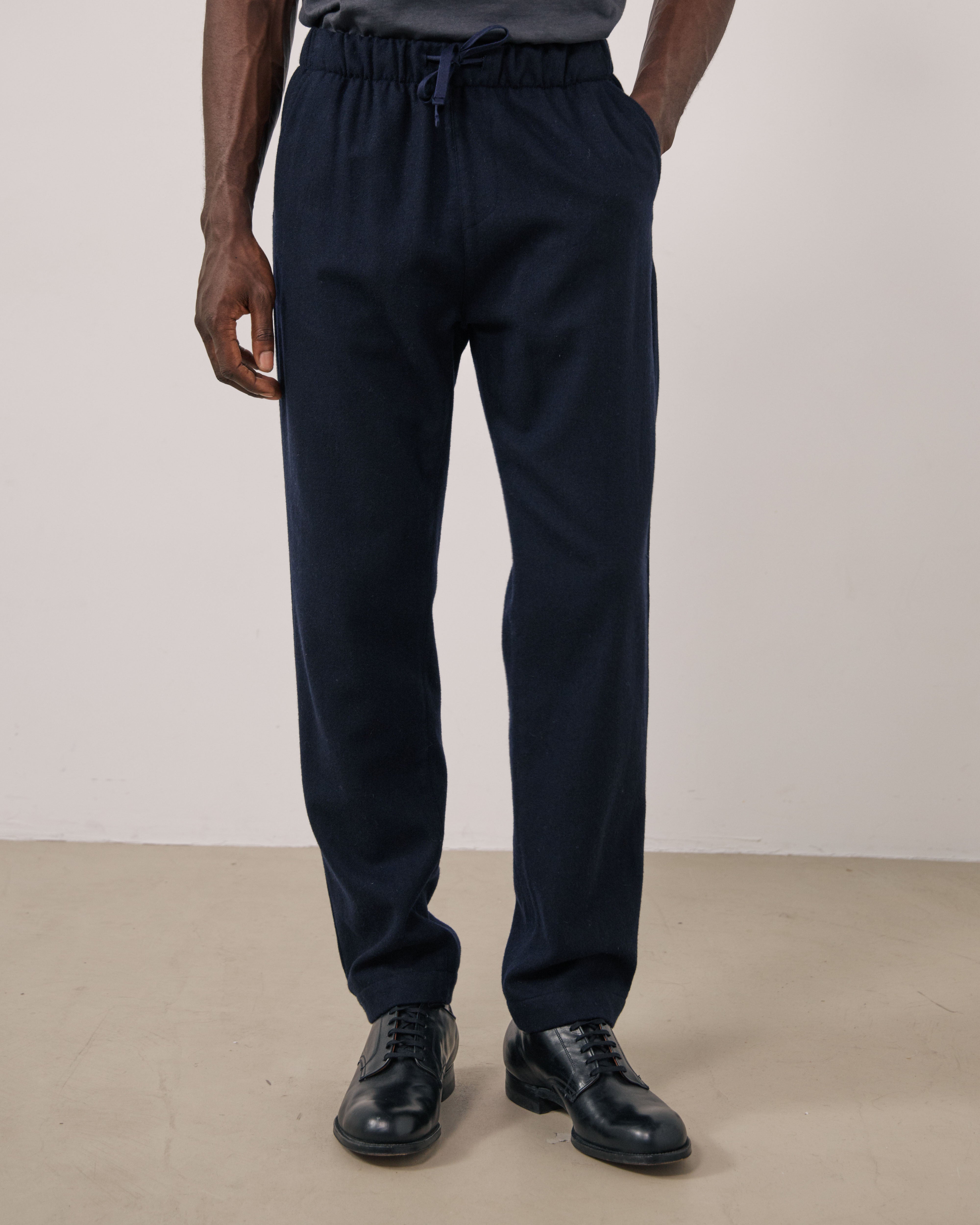Joggy Men's Navy Blue Boiled Wool Pants BG59106-01 - Men's