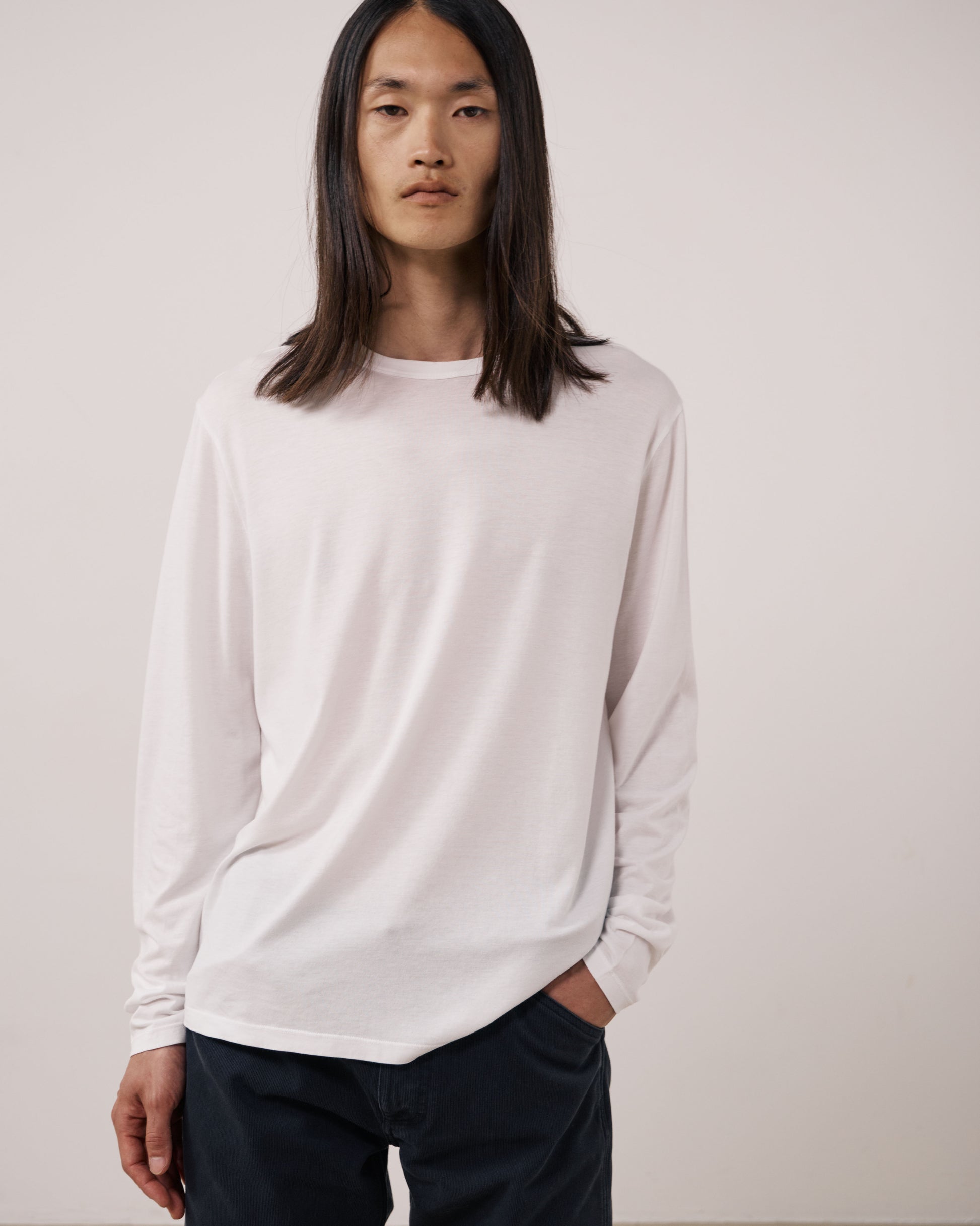 T-shirt Homme en Jersey de Lyocell & Coton Blanc Tee