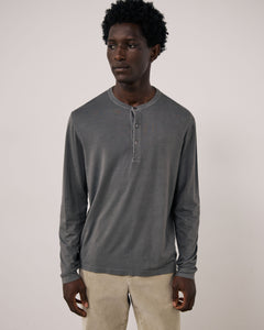 T-shirt Homme en Jersey de Lyocell & Coton Gris Henley