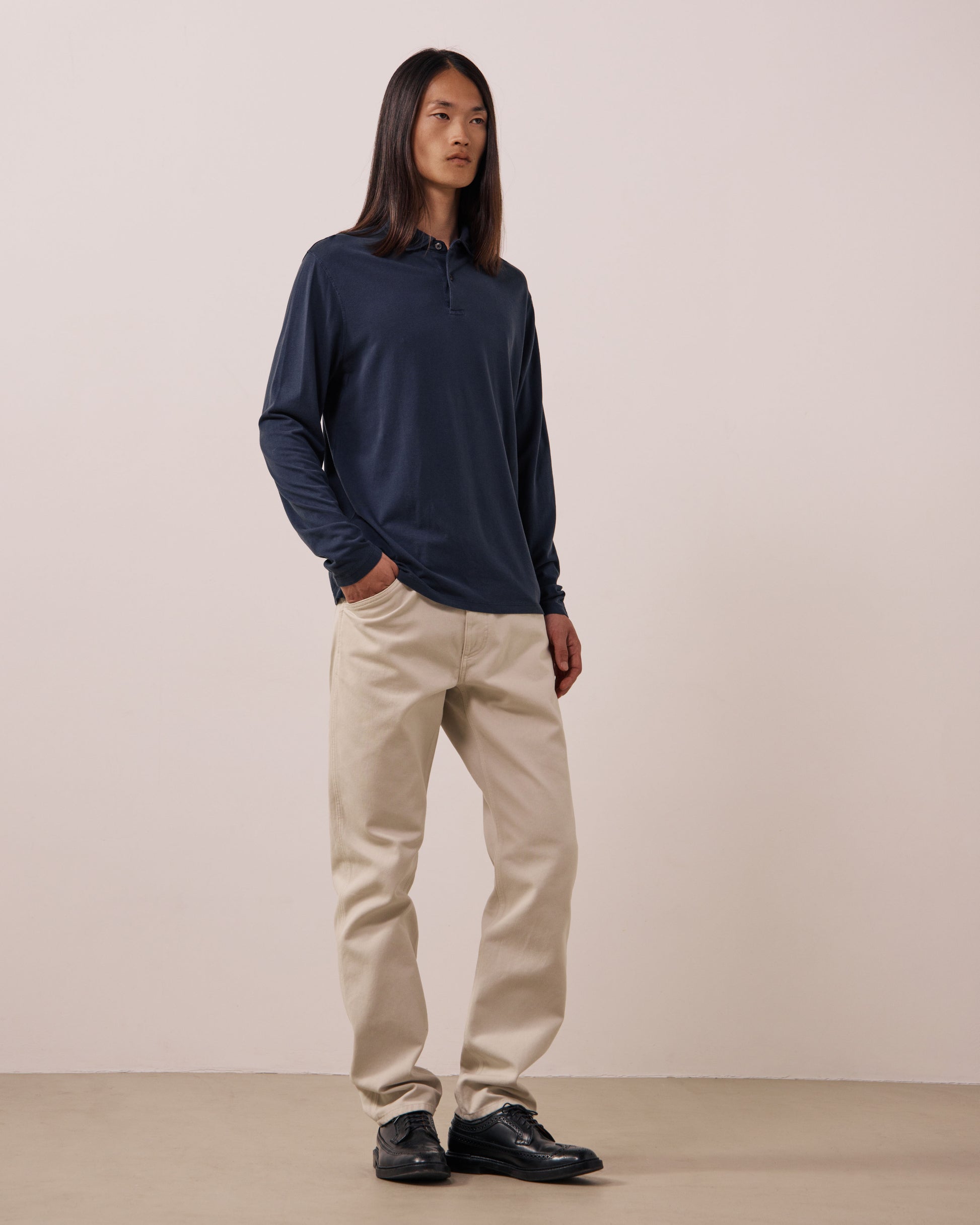 Polo Homme en Jersey de Lyocell & Coton Bleu Nuit