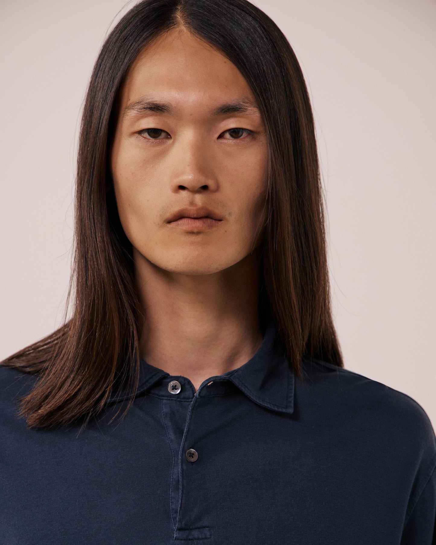 Polo Homme en Jersey de Lyocell & Coton Bleu Nuit