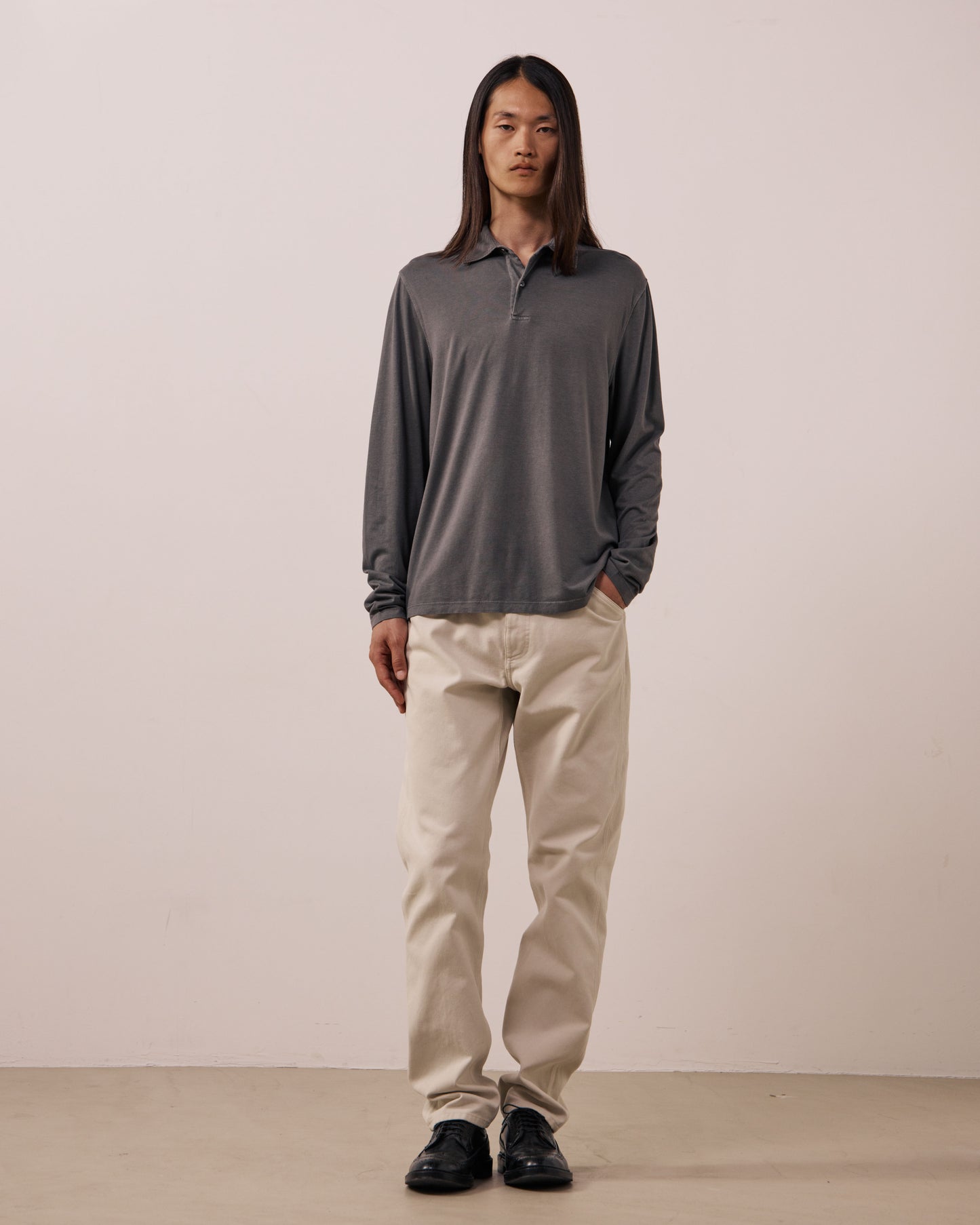 Polo Homme en Jersey de Lyocell & Coton Gris