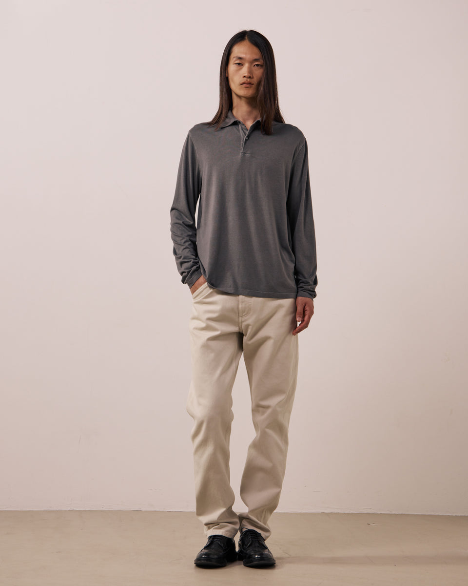 Polo da uomo in jersey di lyocell e cotone grigio - Image 3
