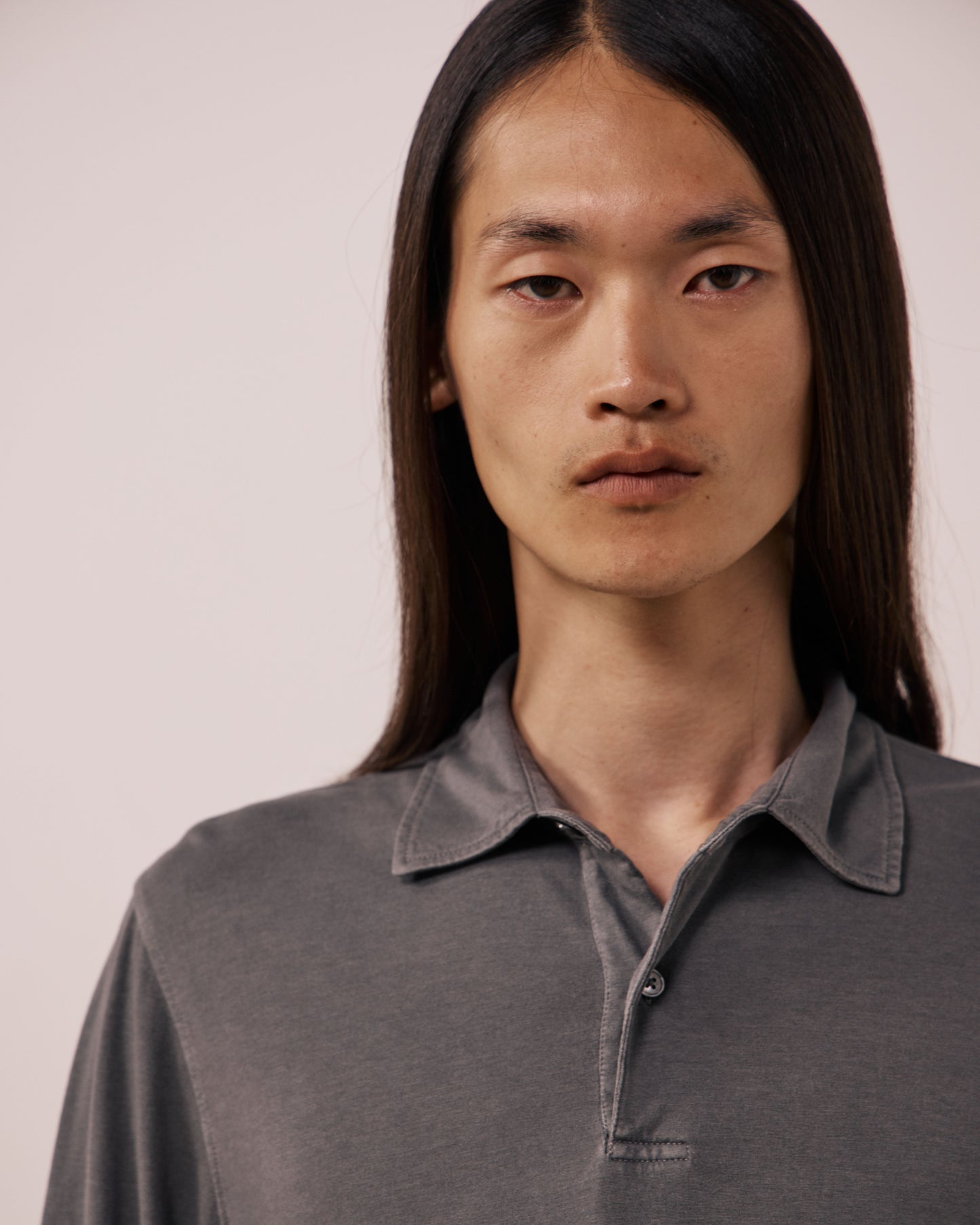 Polo Homme en Jersey de Lyocell & Coton Gris