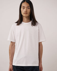 T-shirt Homme en Coton Slub Blanc Crew