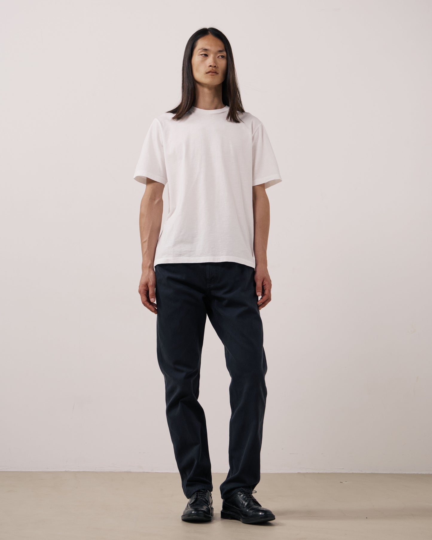 T-shirt Homme en Coton Slub Blanc Crew