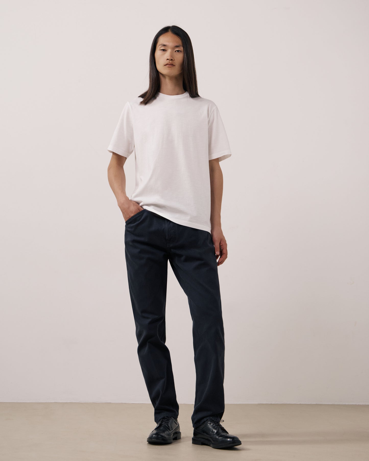 T-shirt Homme en Coton Slub Blanc Crew