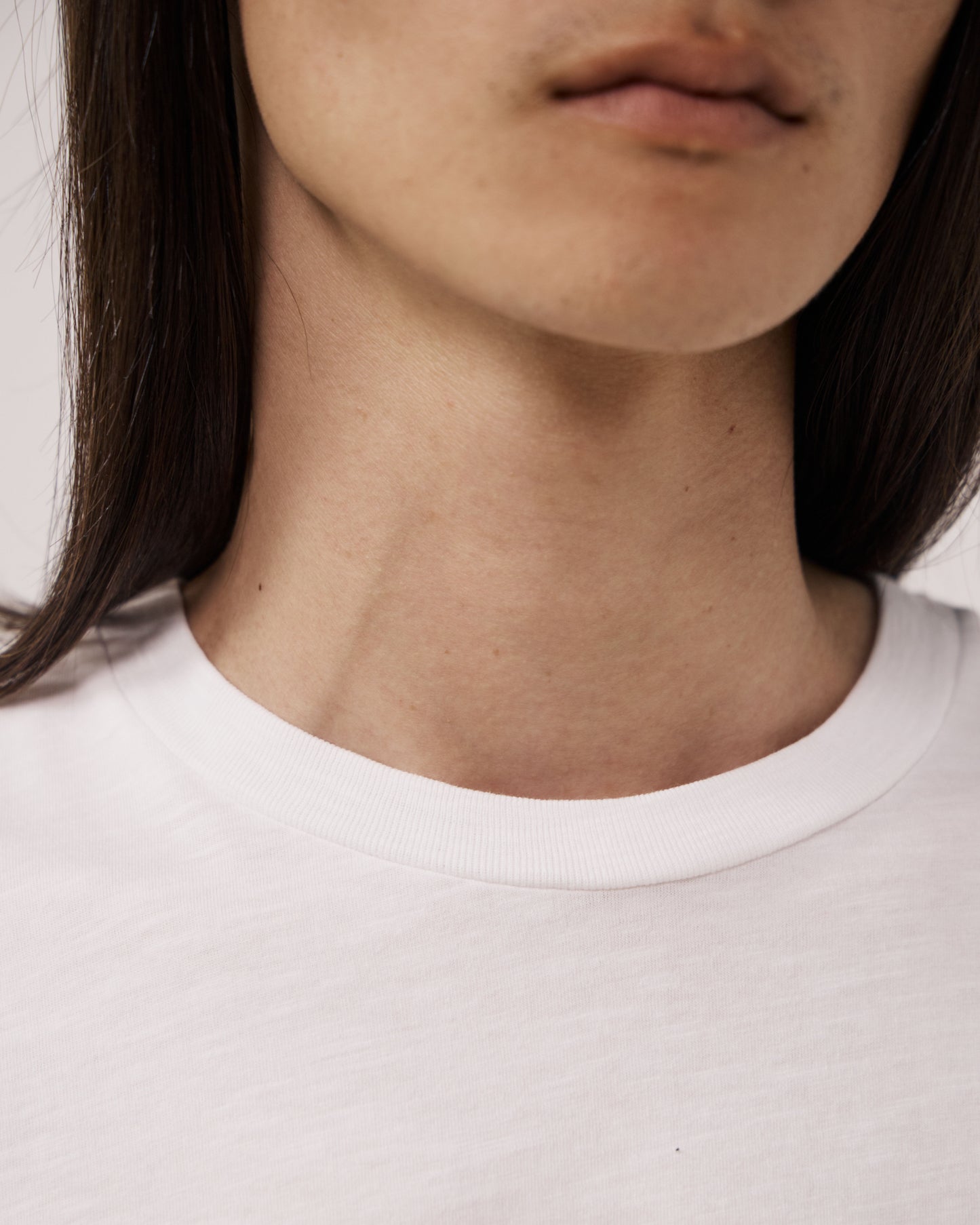 T-shirt Homme en Coton Slub Blanc Crew