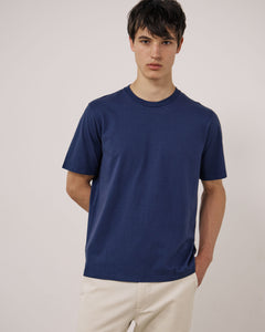 T-shirt Homme en Coton Slub Bleu Marine Crew
