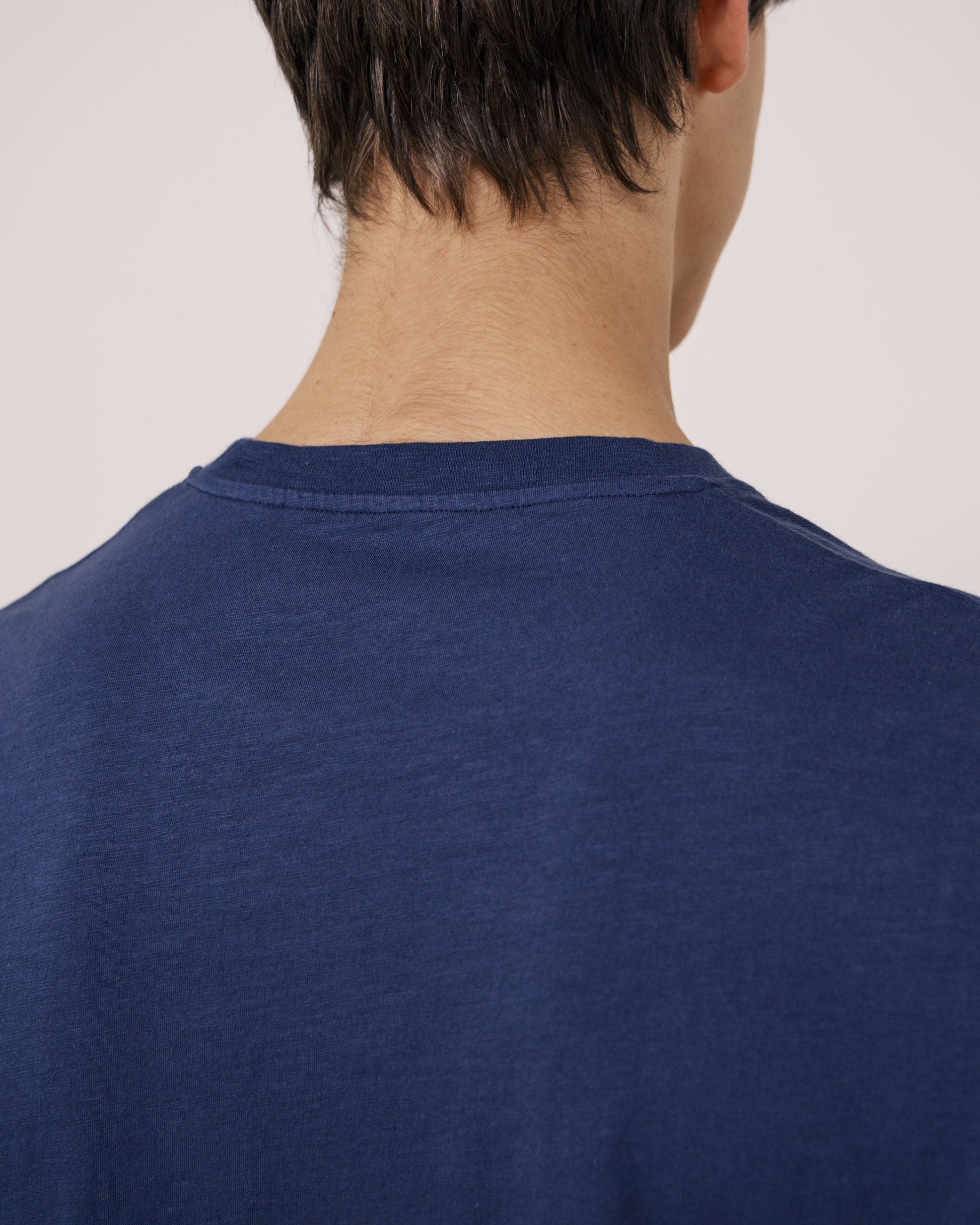T-shirt Homme en Coton Slub Bleu Marine Crew