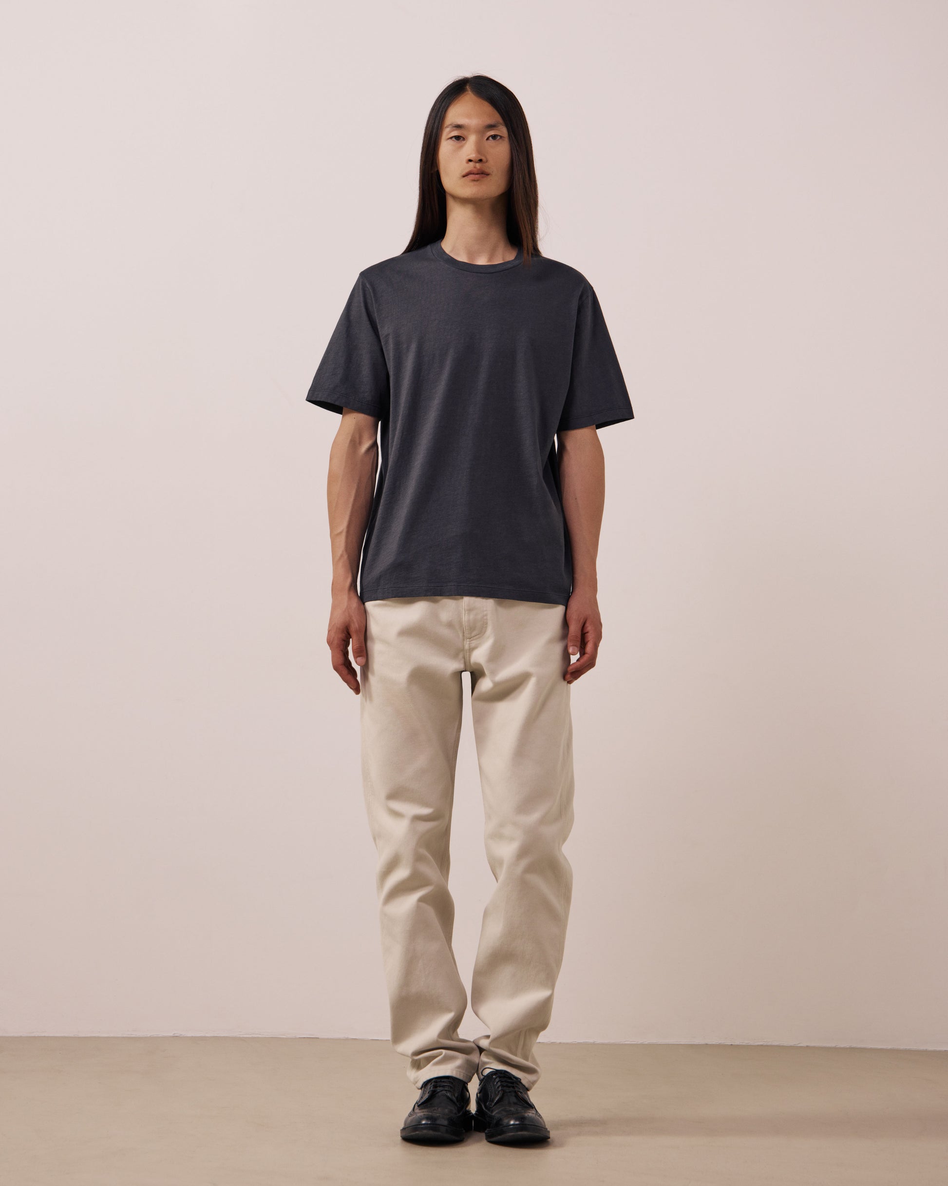 T-shirt Homme en Coton Slub Carbone Crew