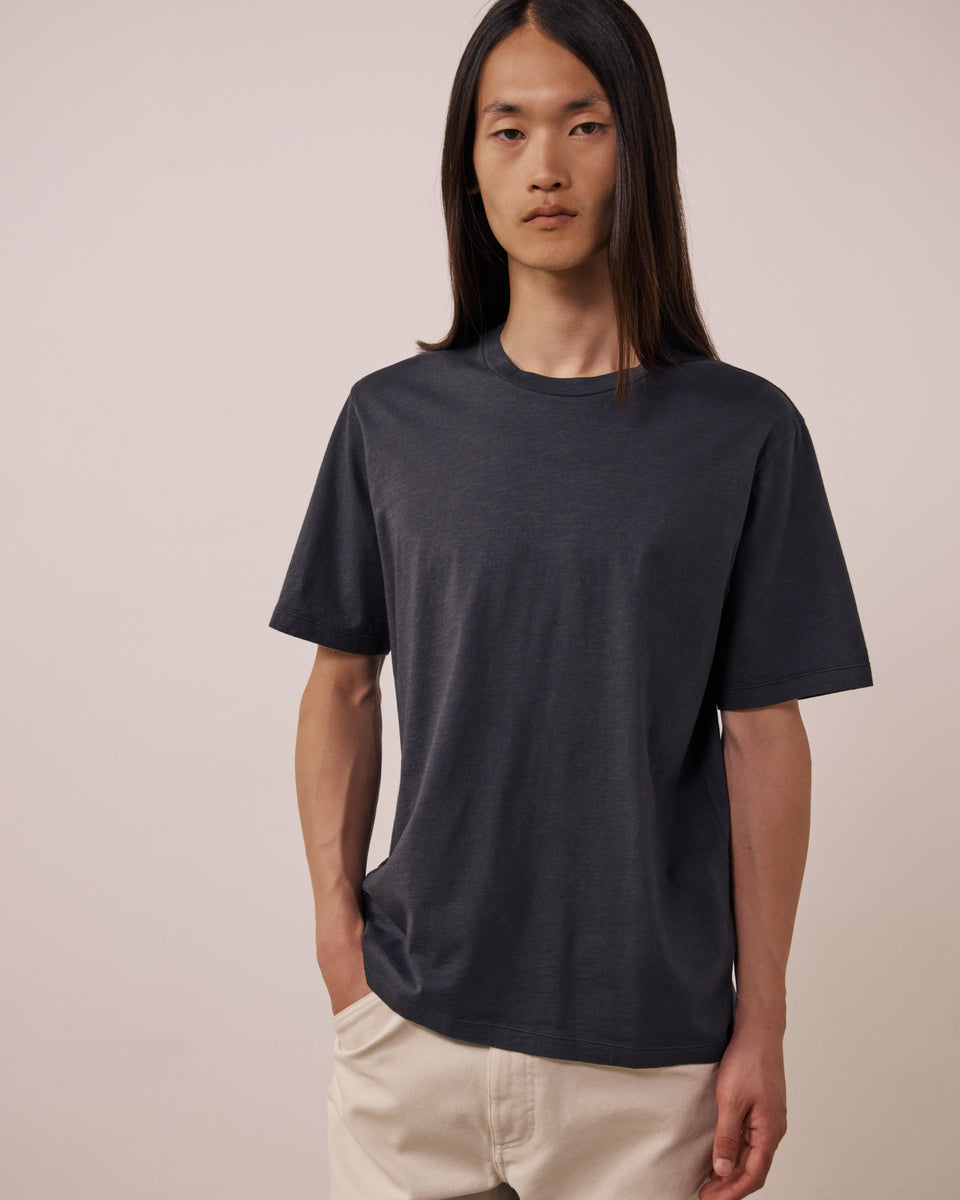 T-shirt Homme en Coton Slub Carbone Crew - Image 3