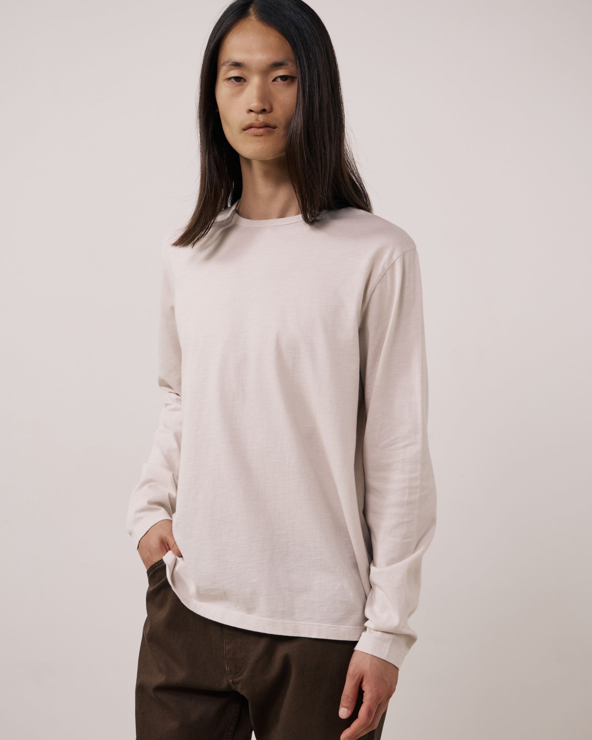 T-shirt Homme en Coton Slub Ecru Crew