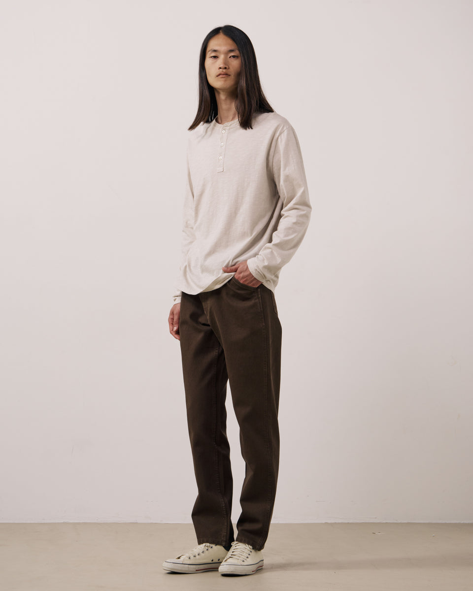 T-shirt Homme en Coton Slub Ecru Henley - Image 3
