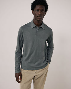 Polo Homme en Coton Slub Vert de gris Polo