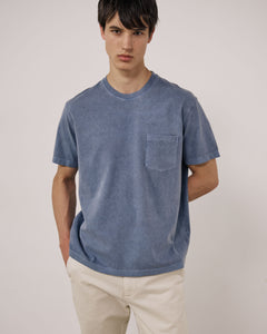 T-shirt Homme en Jersey de Coton Bleu Denim Pocket